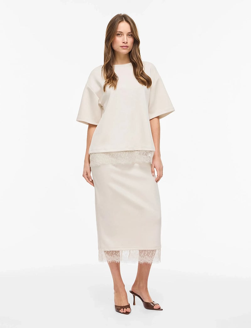 Vila - VIEWIE 2/4 LACE TOP - t-shirts - birch - 4