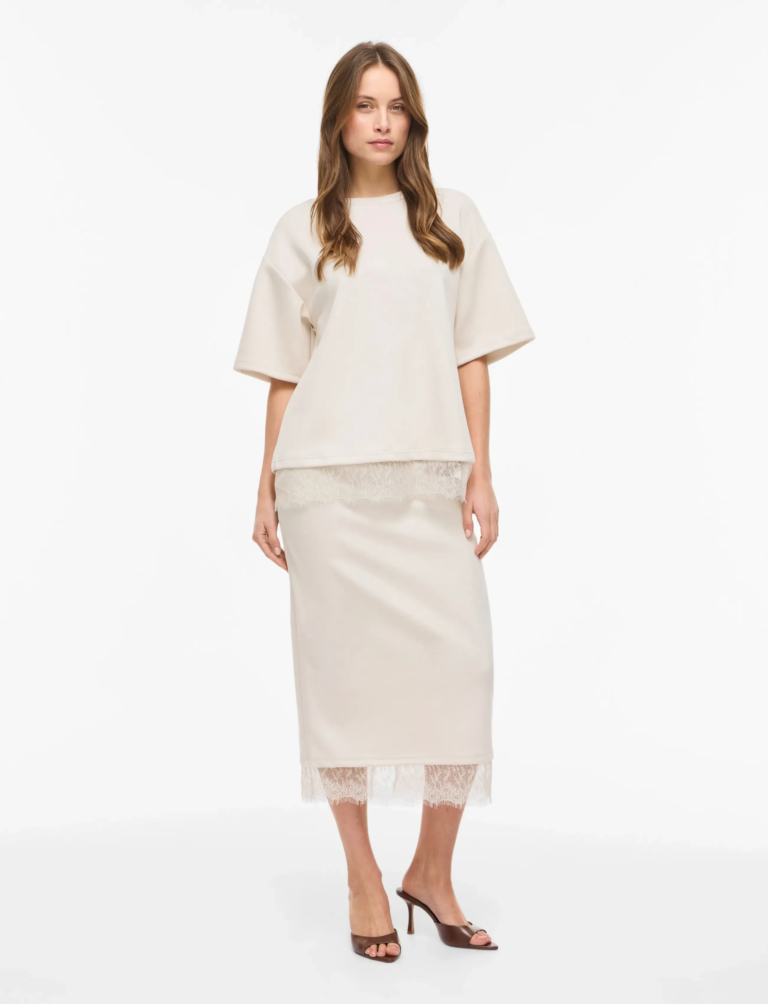 Vila - VIEWIE 2/4 LACE TOP - t-shirts - birch - 4