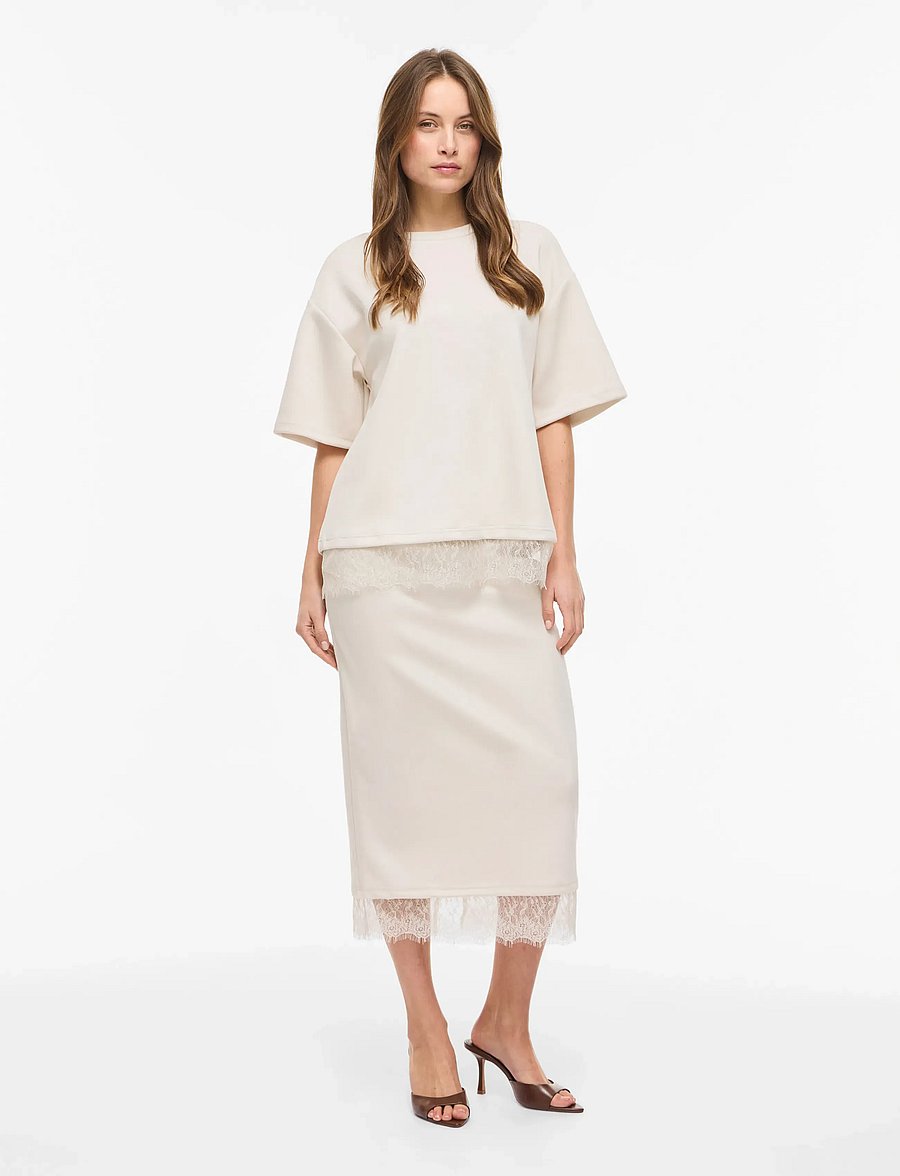 Vila - VIEWIE 2/4 LACE TOP - t-shirts - birch - 4