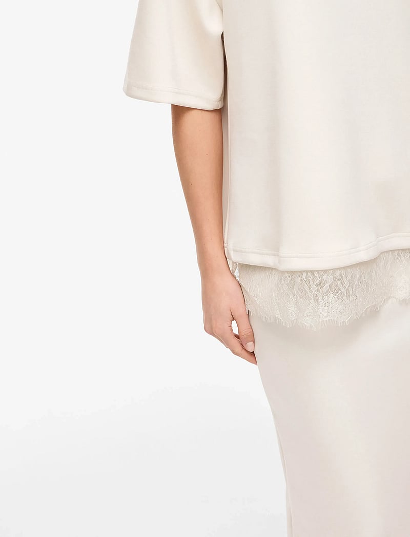 Vila - VIEWIE 2/4 LACE TOP - t-shirts - birch - 5