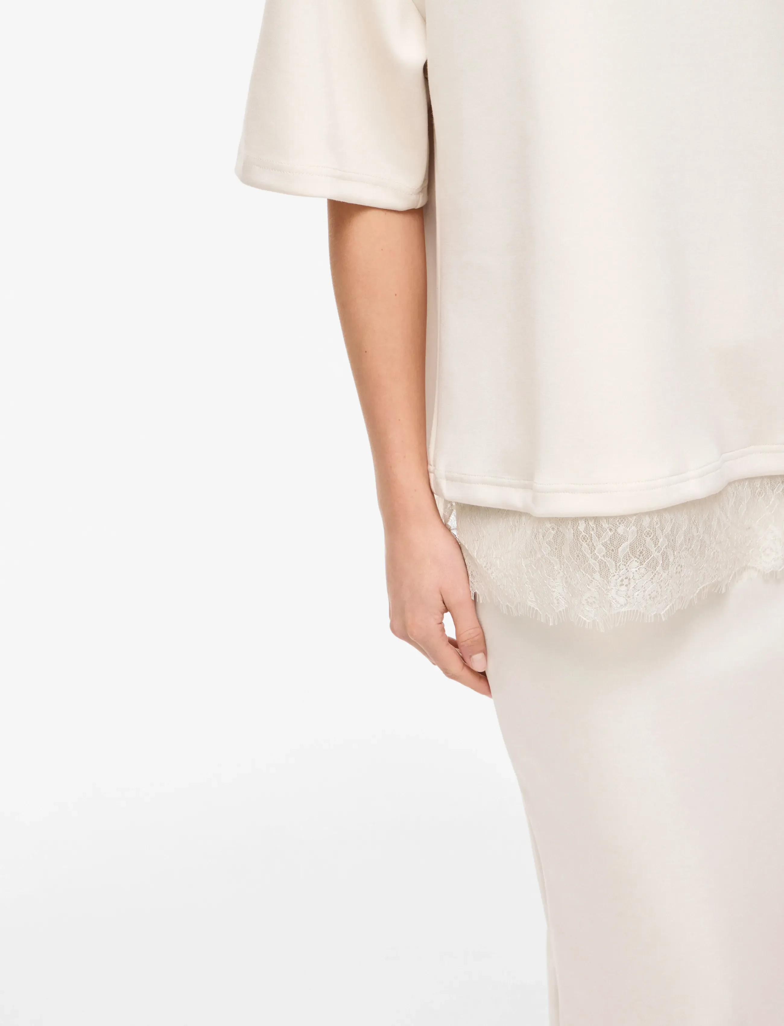 Vila - VIEWIE 2/4 LACE TOP - t-shirts - birch - 5