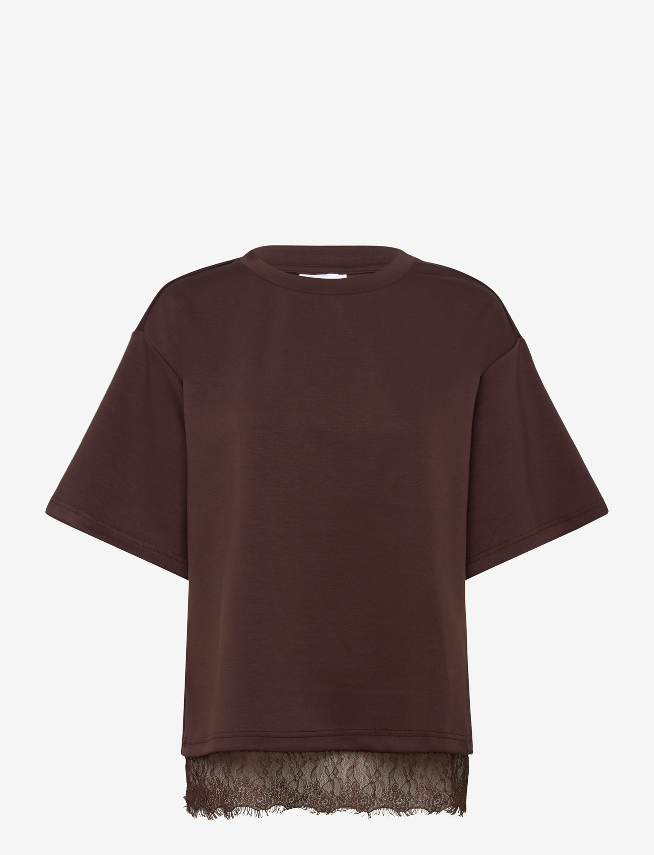 Vila - VIEWIE 2/4 LACE TOP - t-shirts - coffee bean - 1