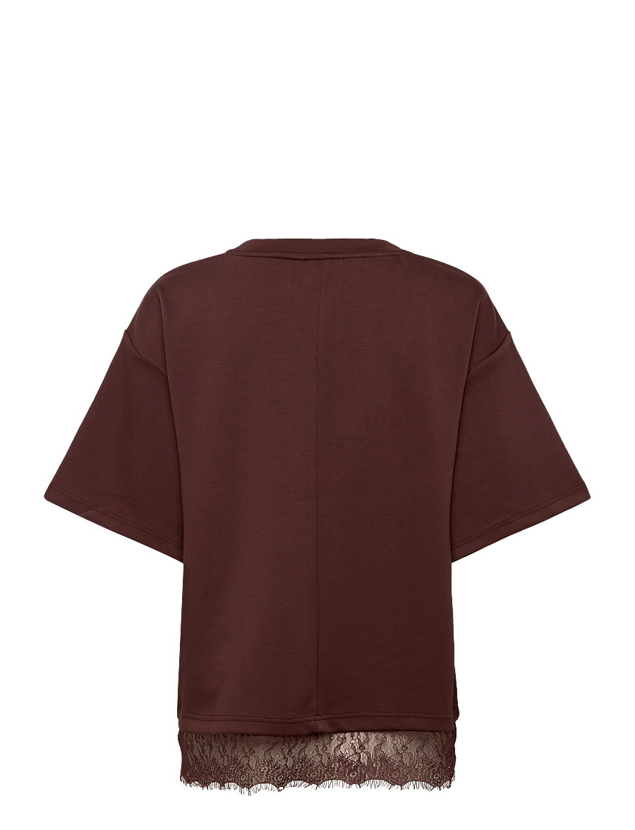 Vila - VIEWIE 2/4 LACE TOP - t-shirts - coffee bean - 2