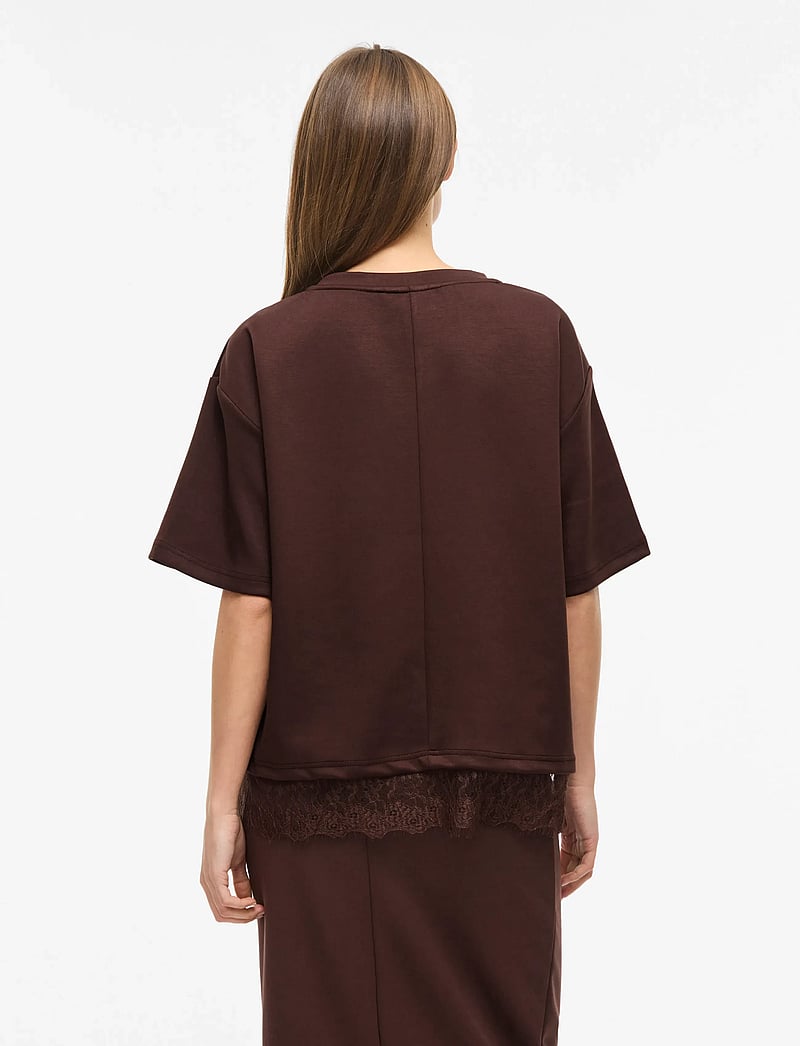 Vila - VIEWIE 2/4 LACE TOP - t-shirts - coffee bean - 3