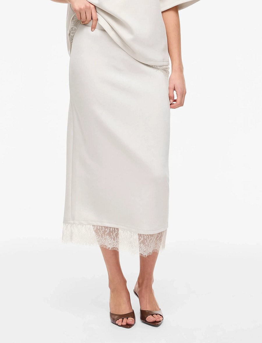 Vila - VIEWIE HW LACE MIDI SKIRT - midi-röcke - birch - 0