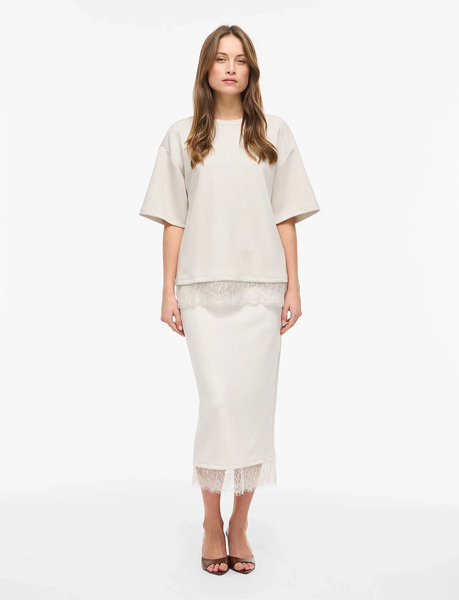 Vila - VIEWIE HW LACE MIDI SKIRT - midi-röcke - birch - 4