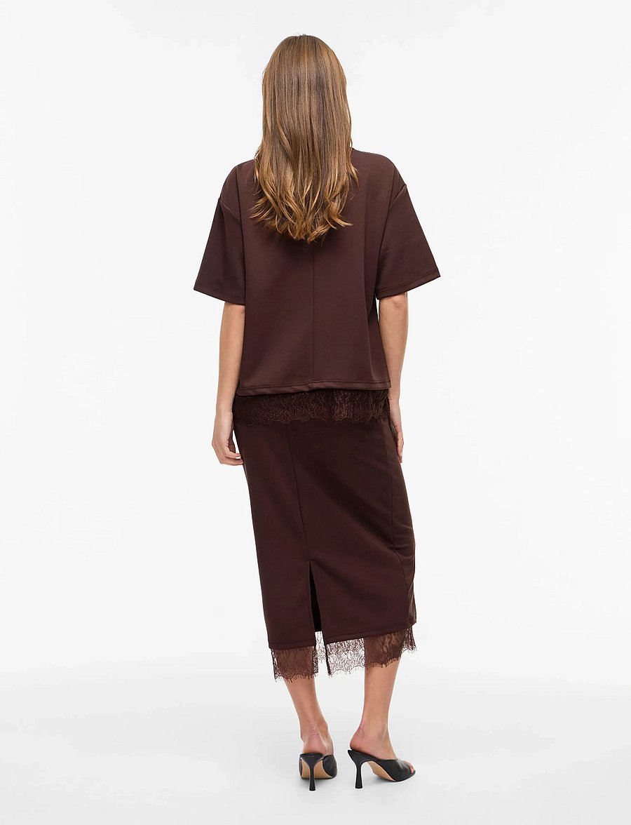 Vila - VIEWIE HW LACE MIDI SKIRT - midi nederdele - coffee bean - 3