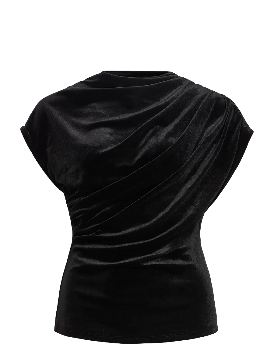 Vila - VILIVAS S/L TOP /DC - t-shirts - black beauty - 1