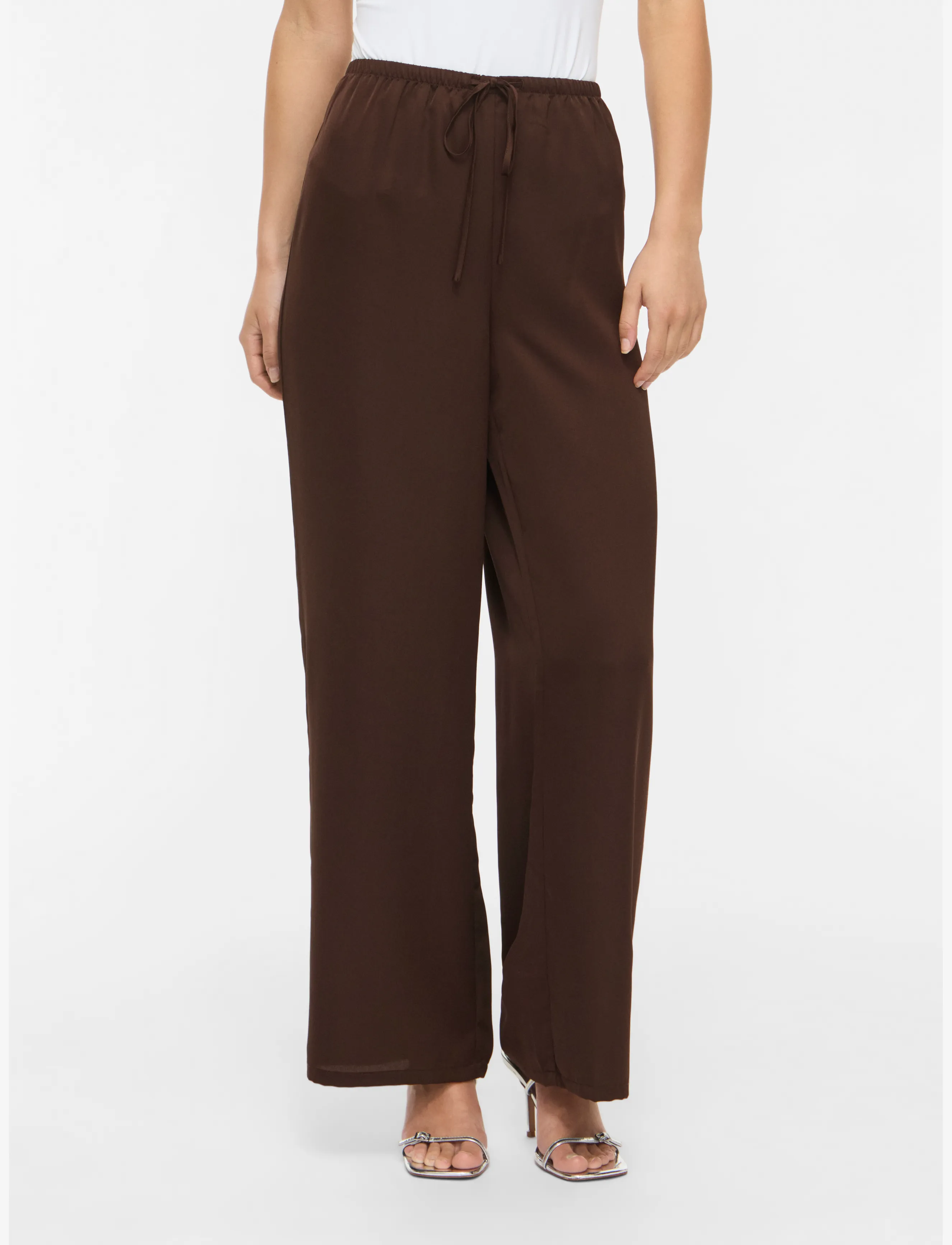 Vila Viellette Wide String Pants/Ka, 44, Brown, Bukser > Brede Ben, Dame