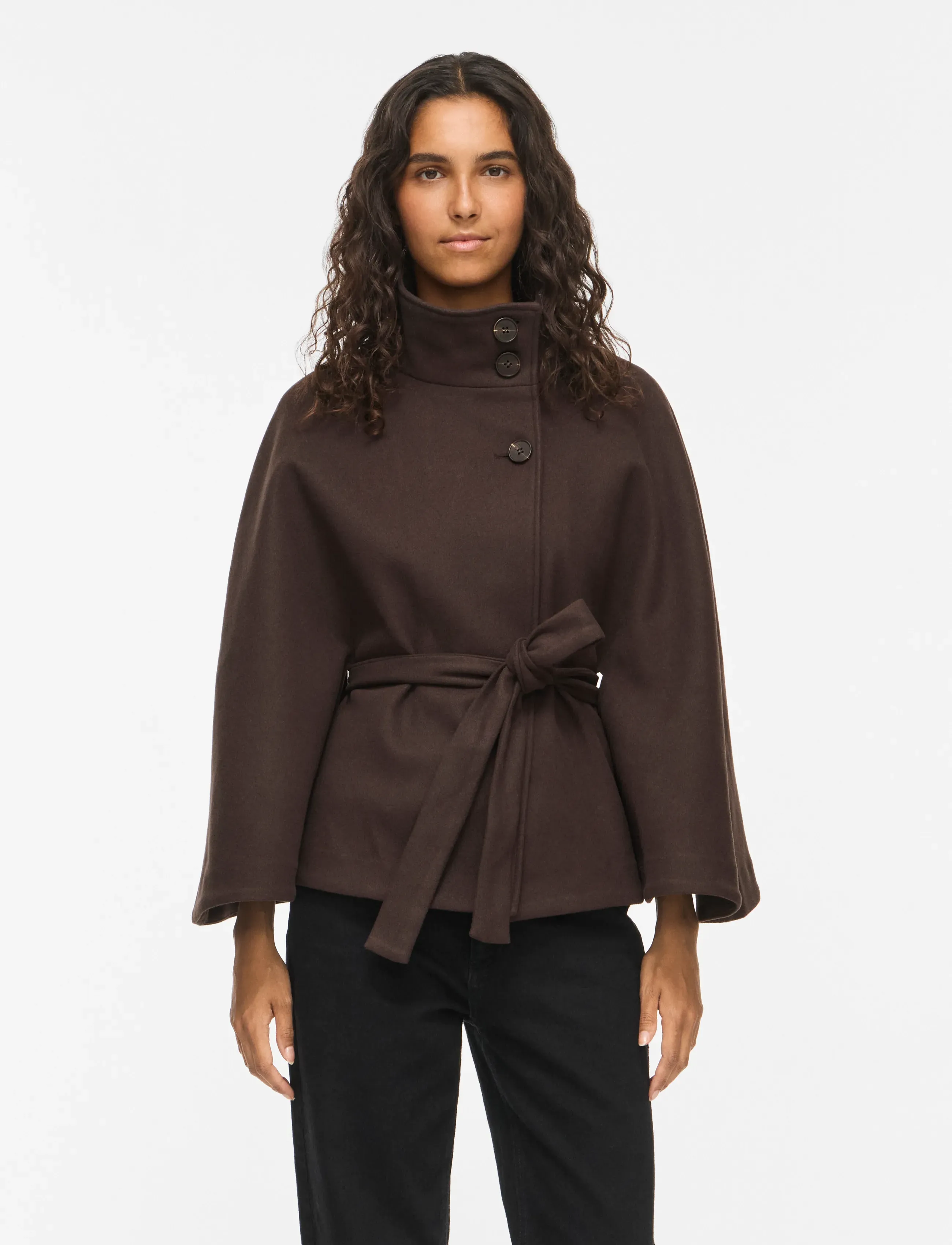 Vila VISOLO HIGHNECK CAPE JACKET/KA - Vila - COFFEE BEAN / brown