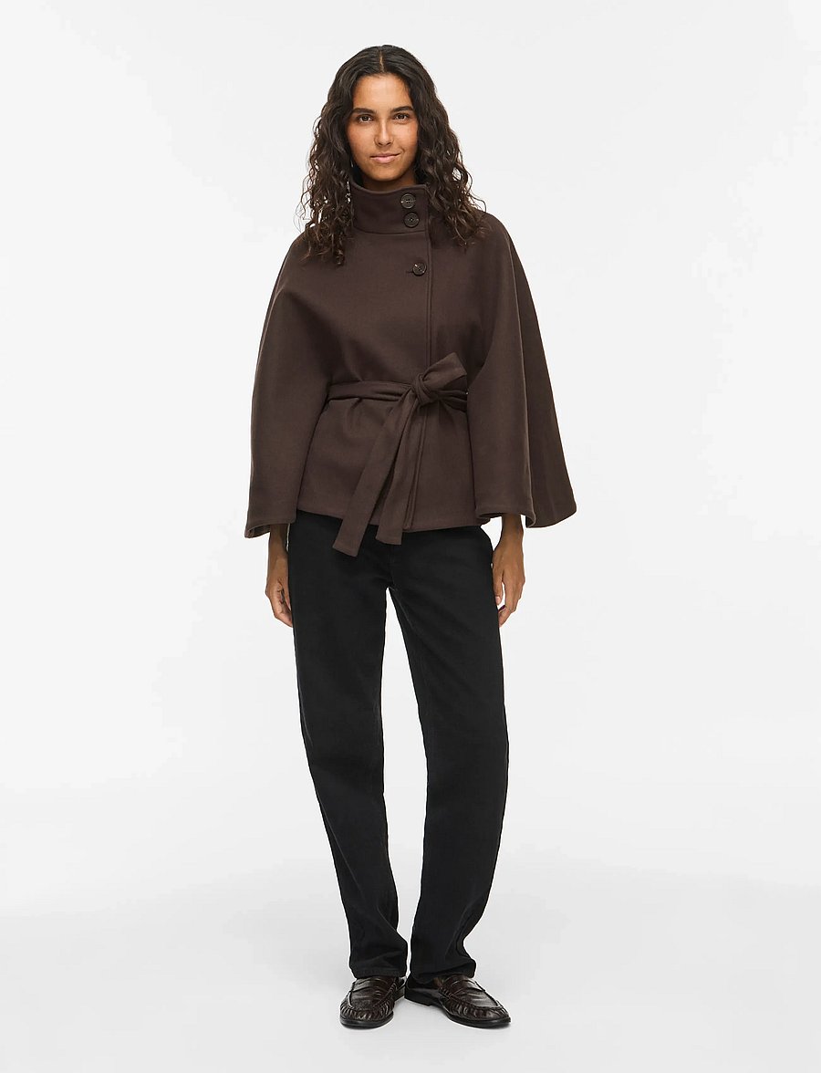 Vila - VISOLO HIGHNECK CAPE JACKET/KA - tunna jackor - coffee bean - 4