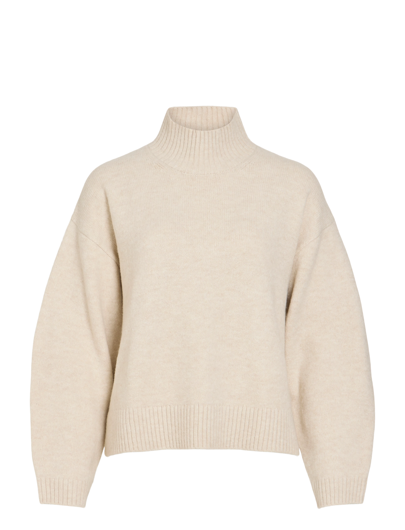 Vila VISIA L/S HIGH NECK KNIT PULLOVER-NOOS - Strik - BIRCH / cream