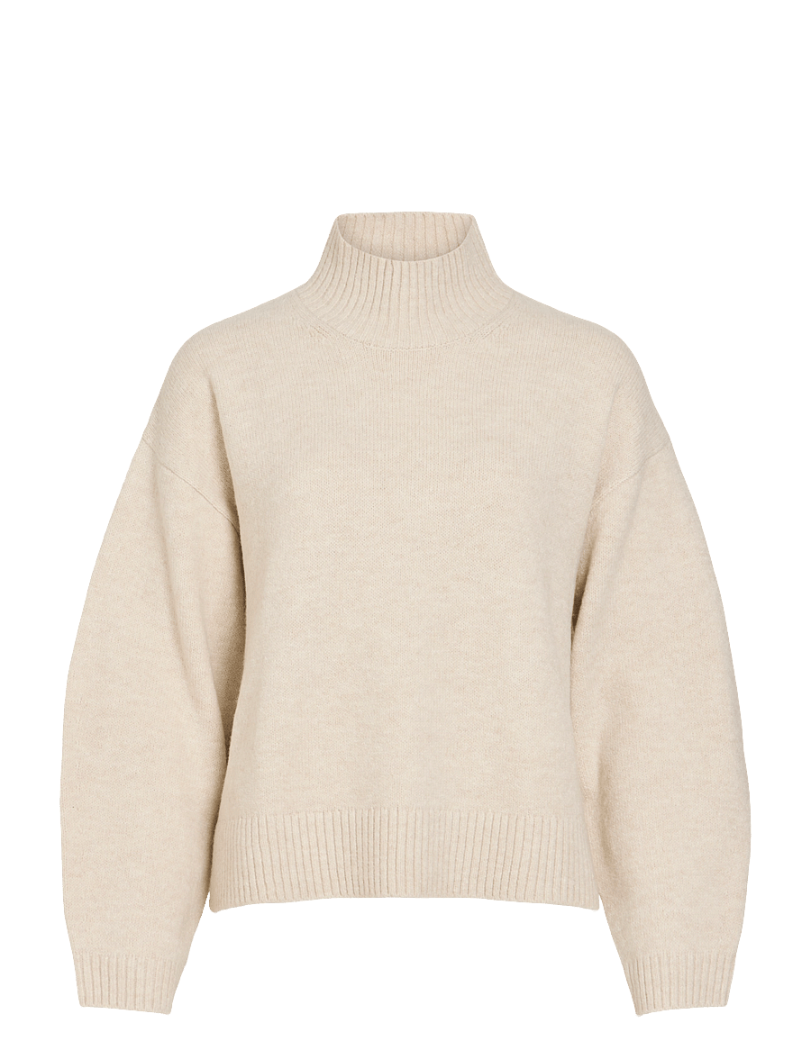 Vila - VISIA L/S HIGH NECK KNIT PULLOVER-NOOS - birch - 1