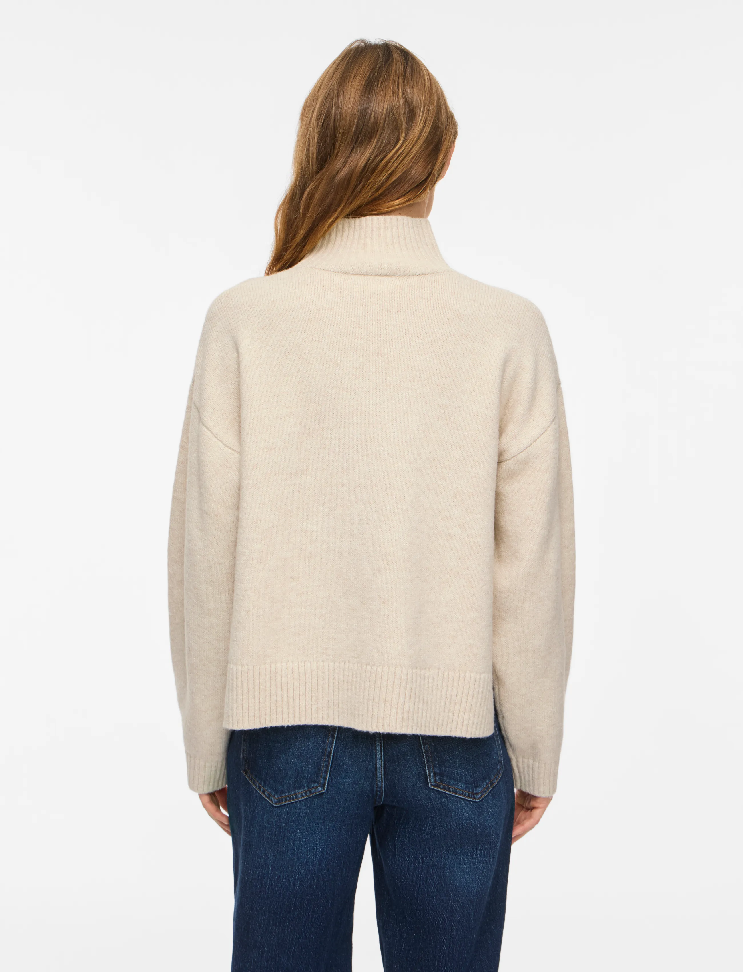 Vila - VISIA L/S HIGH NECK KNIT PULLOVER-NOOS - birch - 3