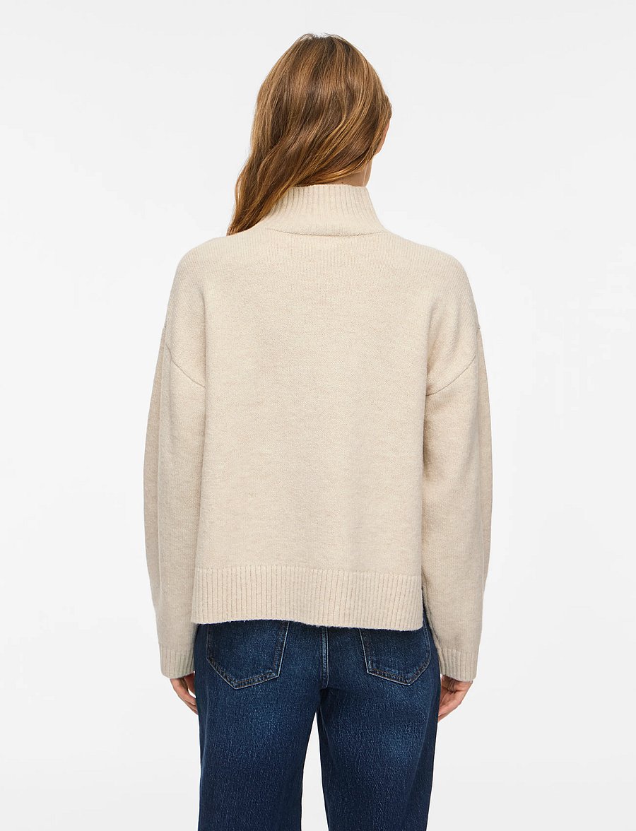 Vila - VISIA L/S HIGH NECK KNIT PULLOVER-NOOS - birch - 3