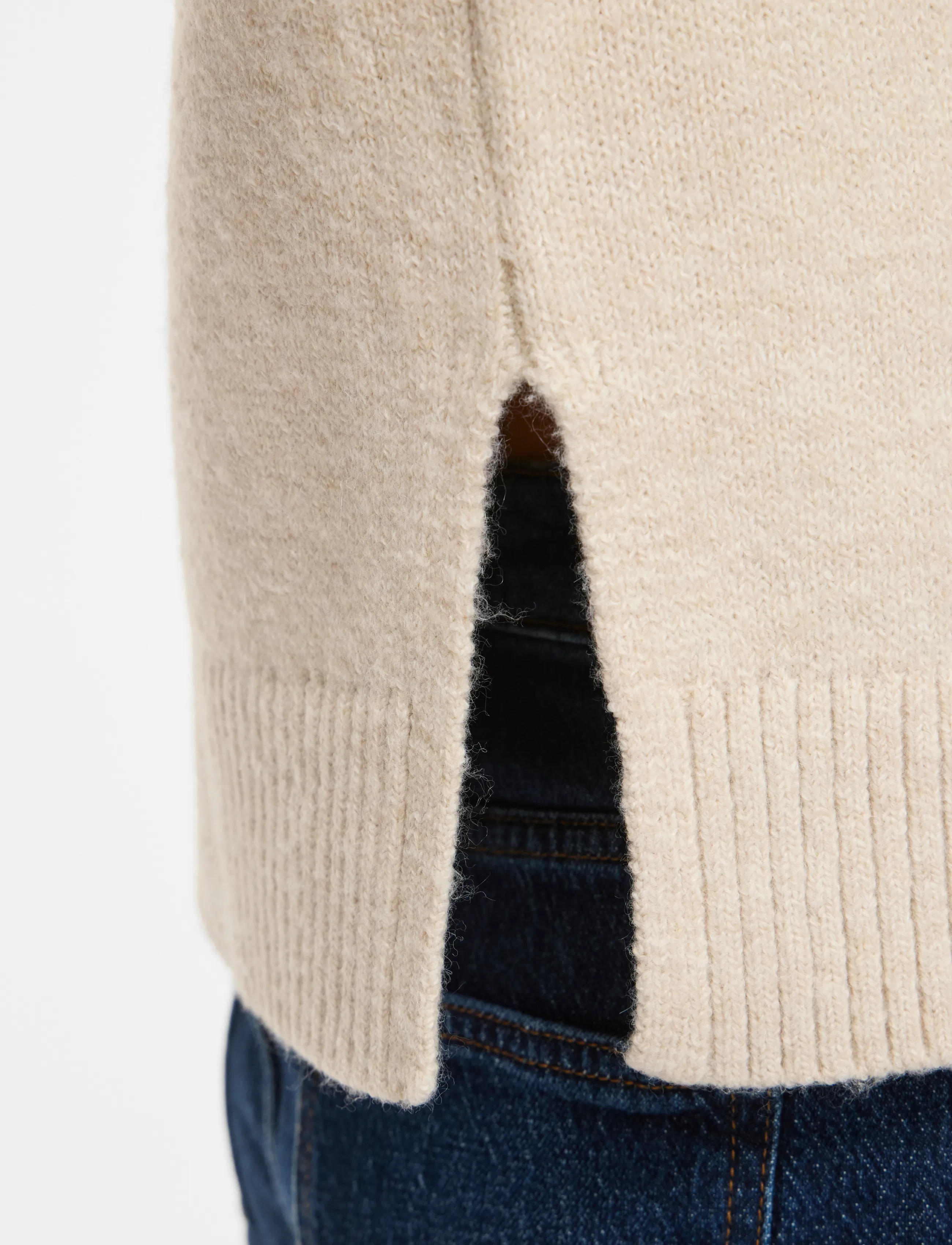 Vila VISIA L/S HIGH NECK KNIT PULLOVER-NOOS - Fødselsdag - BIRCH / cream