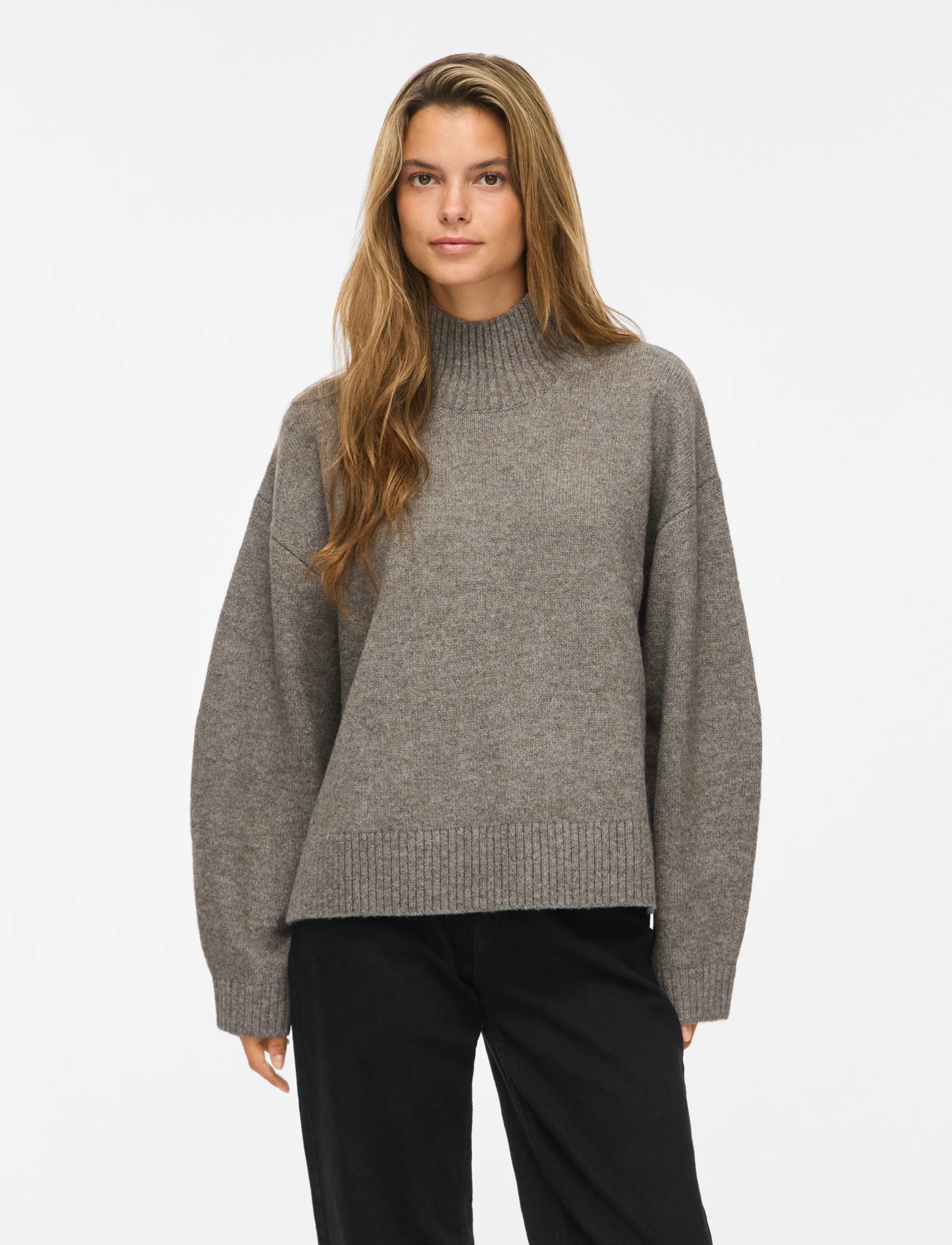 Vila VISIA L/S HIGH NECK KNIT PULLOVER-NOOS - Vila - FALCON / grey