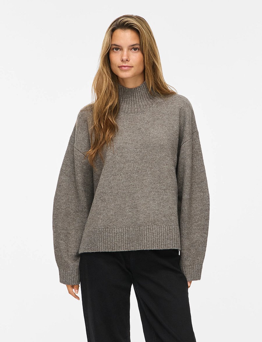 Vila - VISIA L/S HIGH NECK KNIT PULLOVER-NOOS - kampsunid - falcon - 0