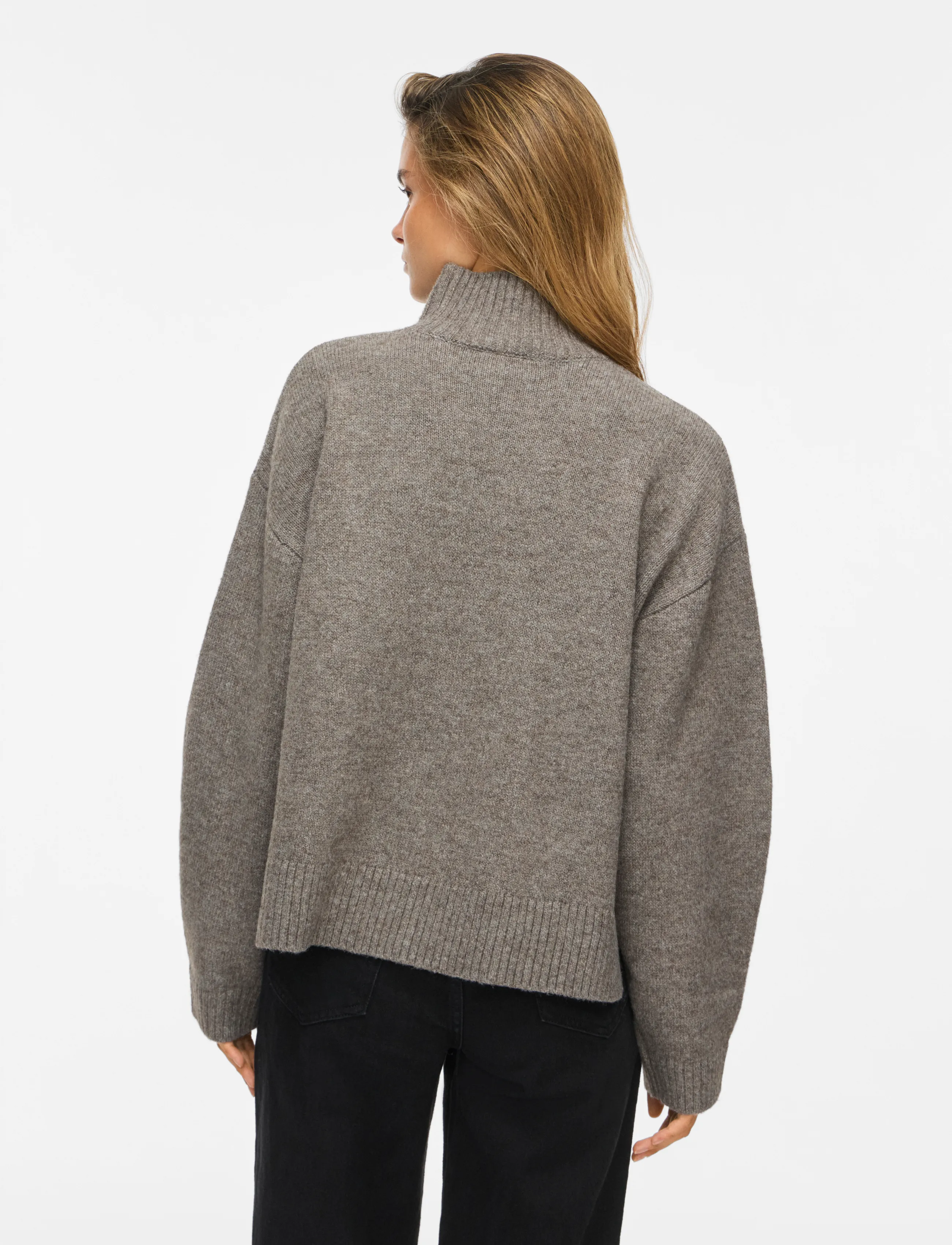Vila - VISIA L/S HIGH NECK KNIT PULLOVER-NOOS - kampsunid - falcon - 3