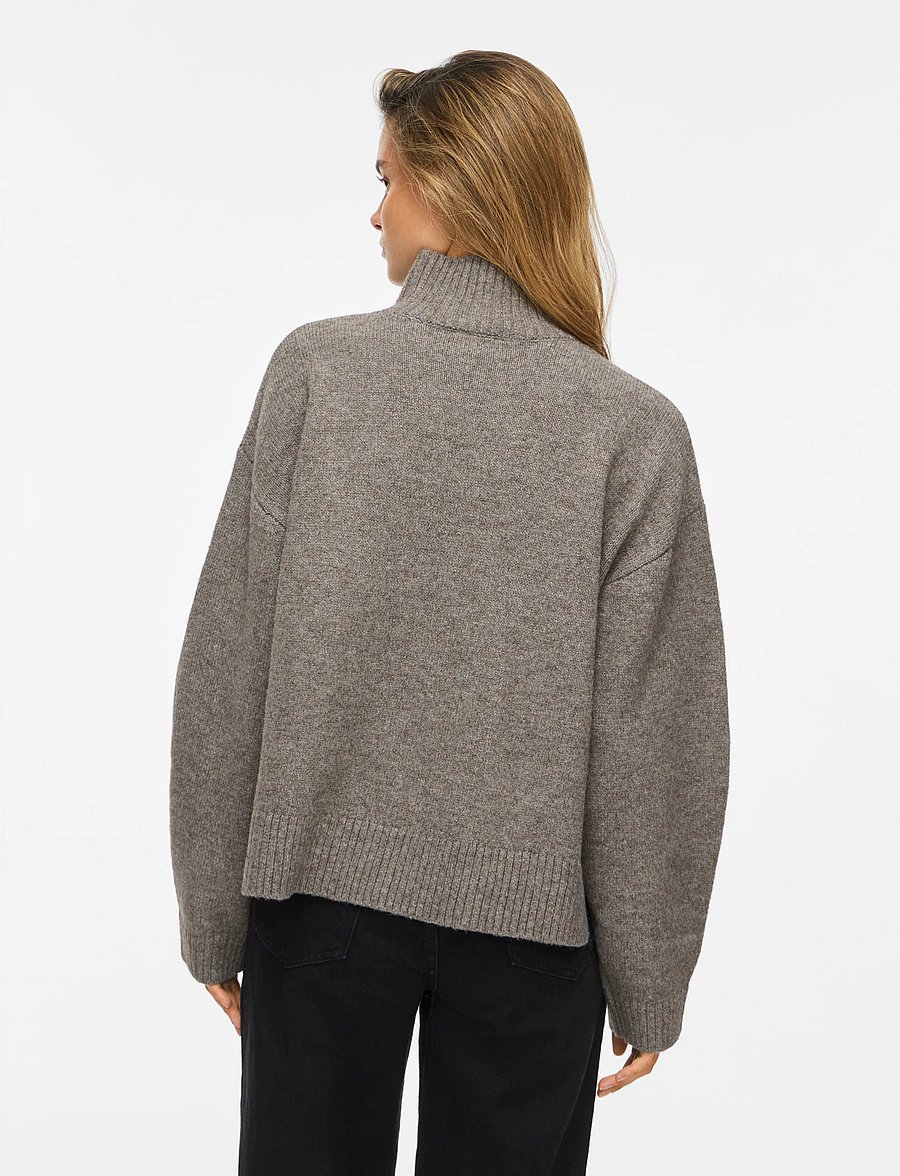 Vila - VISIA L/S HIGH NECK KNIT PULLOVER-NOOS - kampsunid - falcon - 3