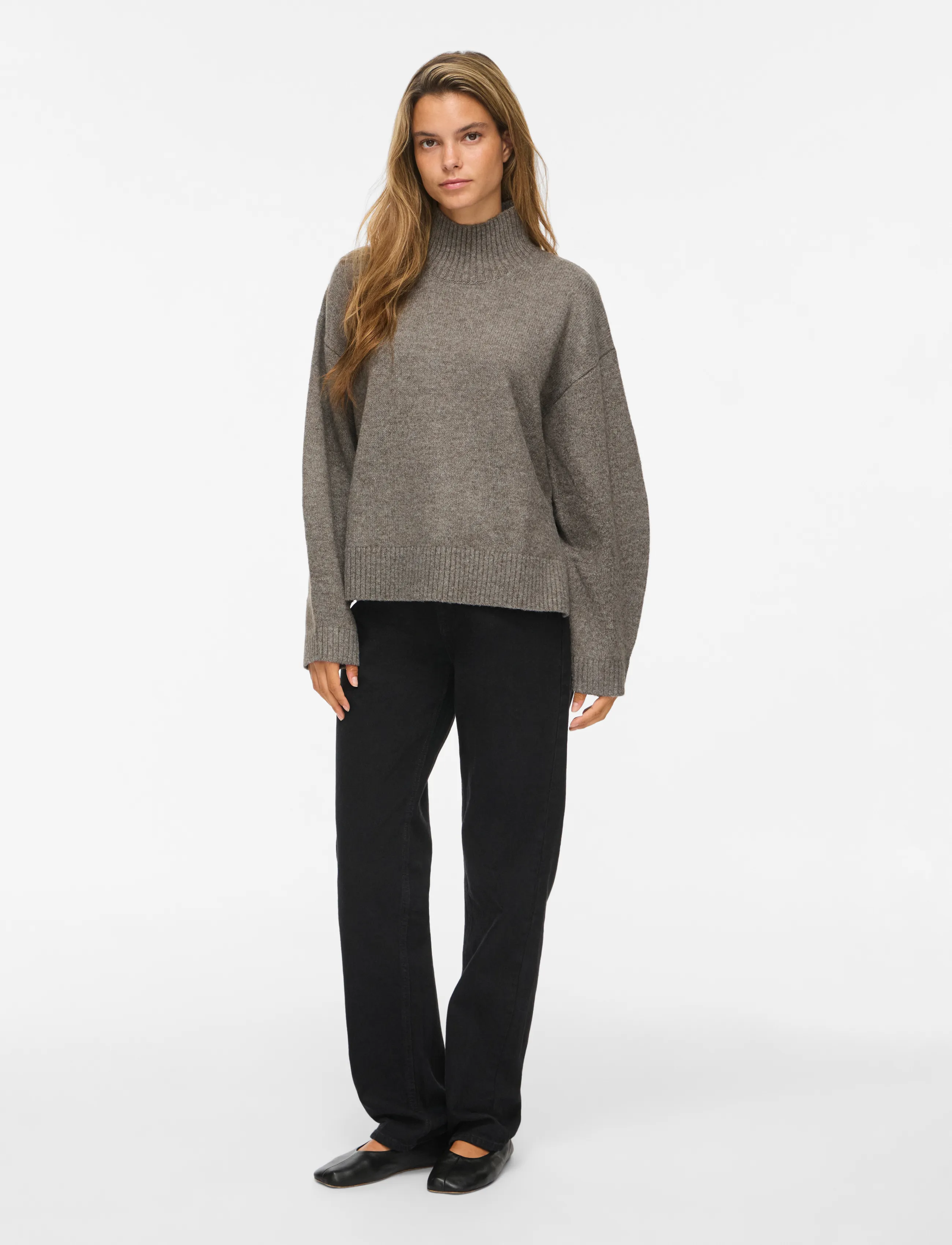 Vila - VISIA L/S HIGH NECK KNIT PULLOVER-NOOS - kampsunid - falcon - 4