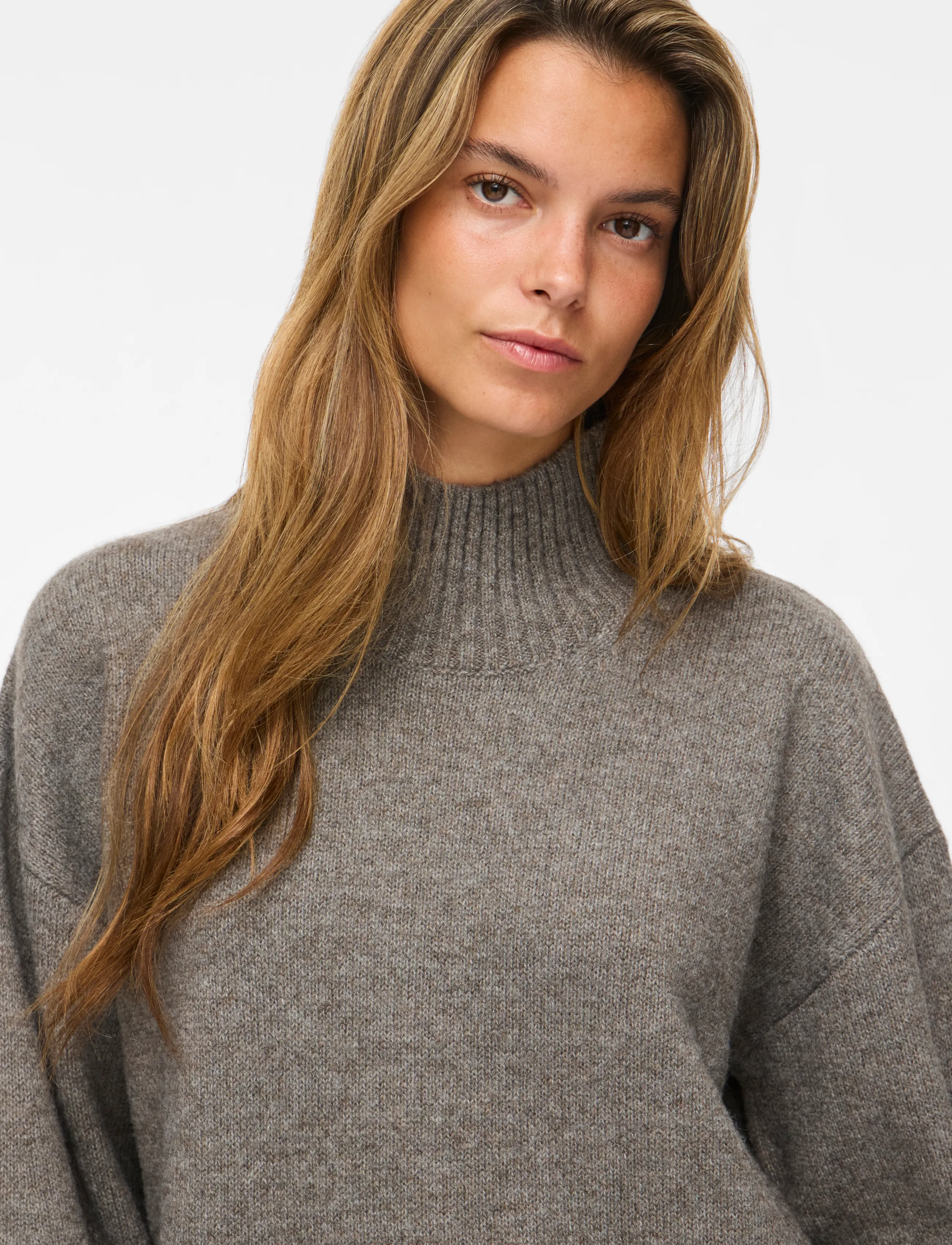 Vila - VISIA L/S HIGH NECK KNIT PULLOVER-NOOS - kampsunid - falcon - 5