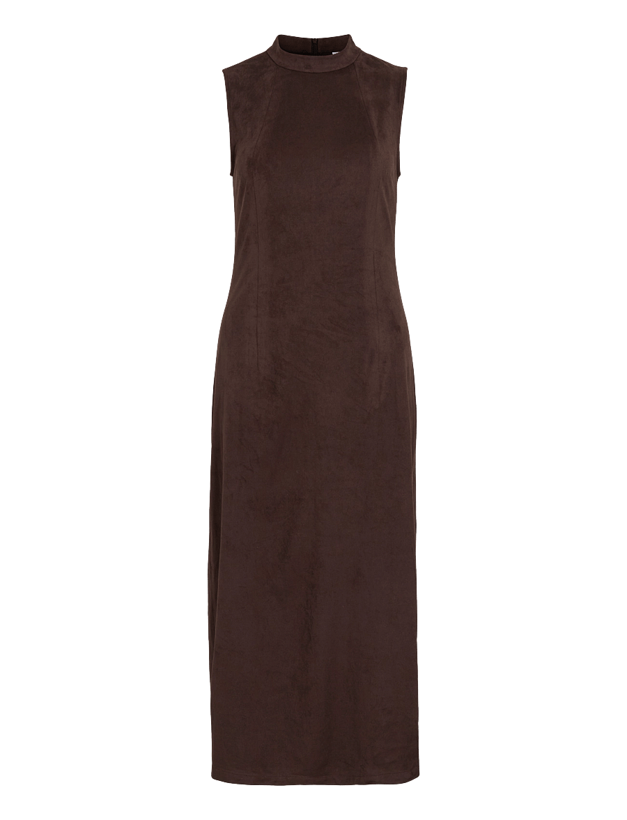 Vila - VICHOOSE S/L HIGHNECK MIDI DRESS/KA - coffee bean - 0