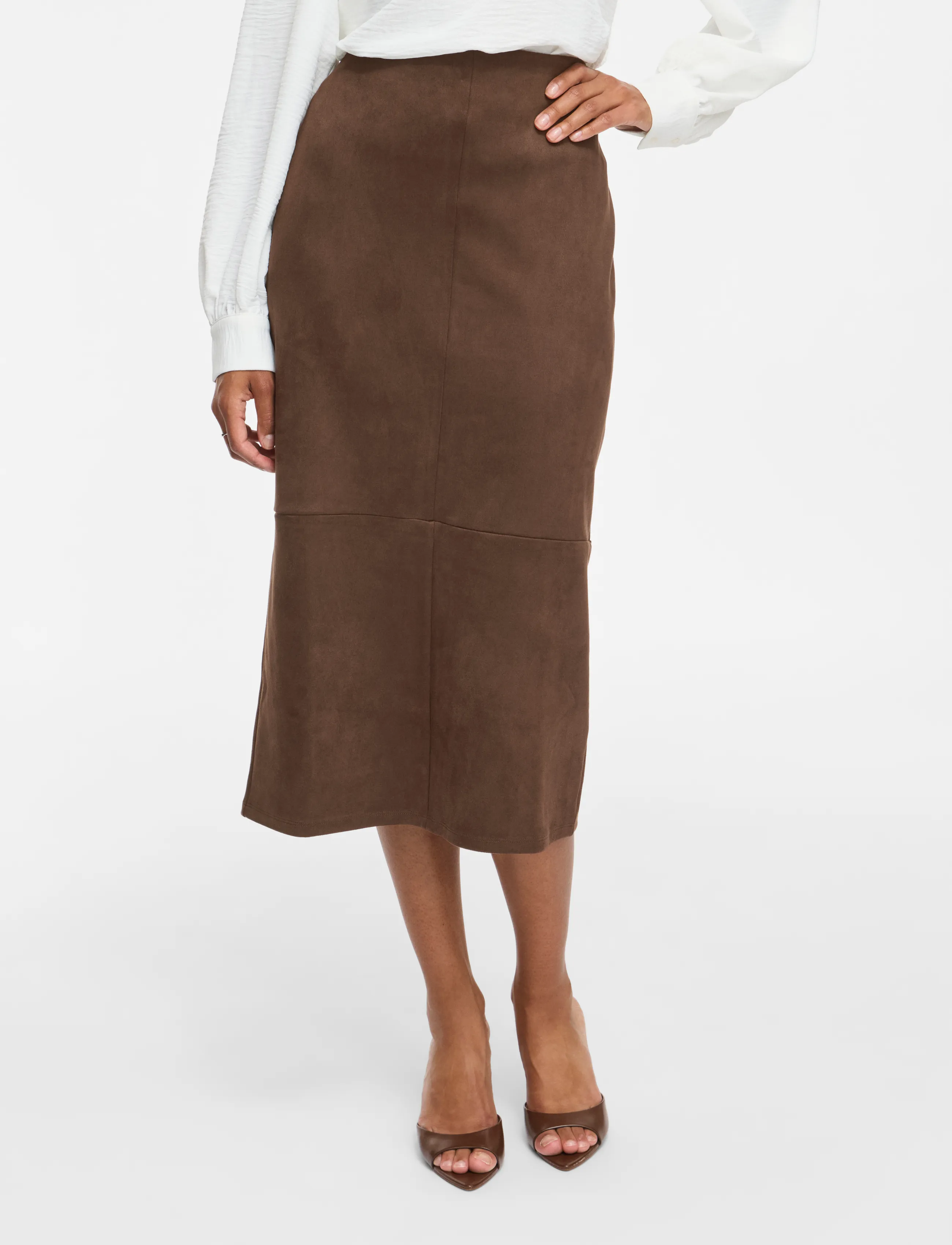 Vila Vinancy Ida Hw Midi Skirt/Ka, 40, Röcke, Braun - Knee-length & Frauen