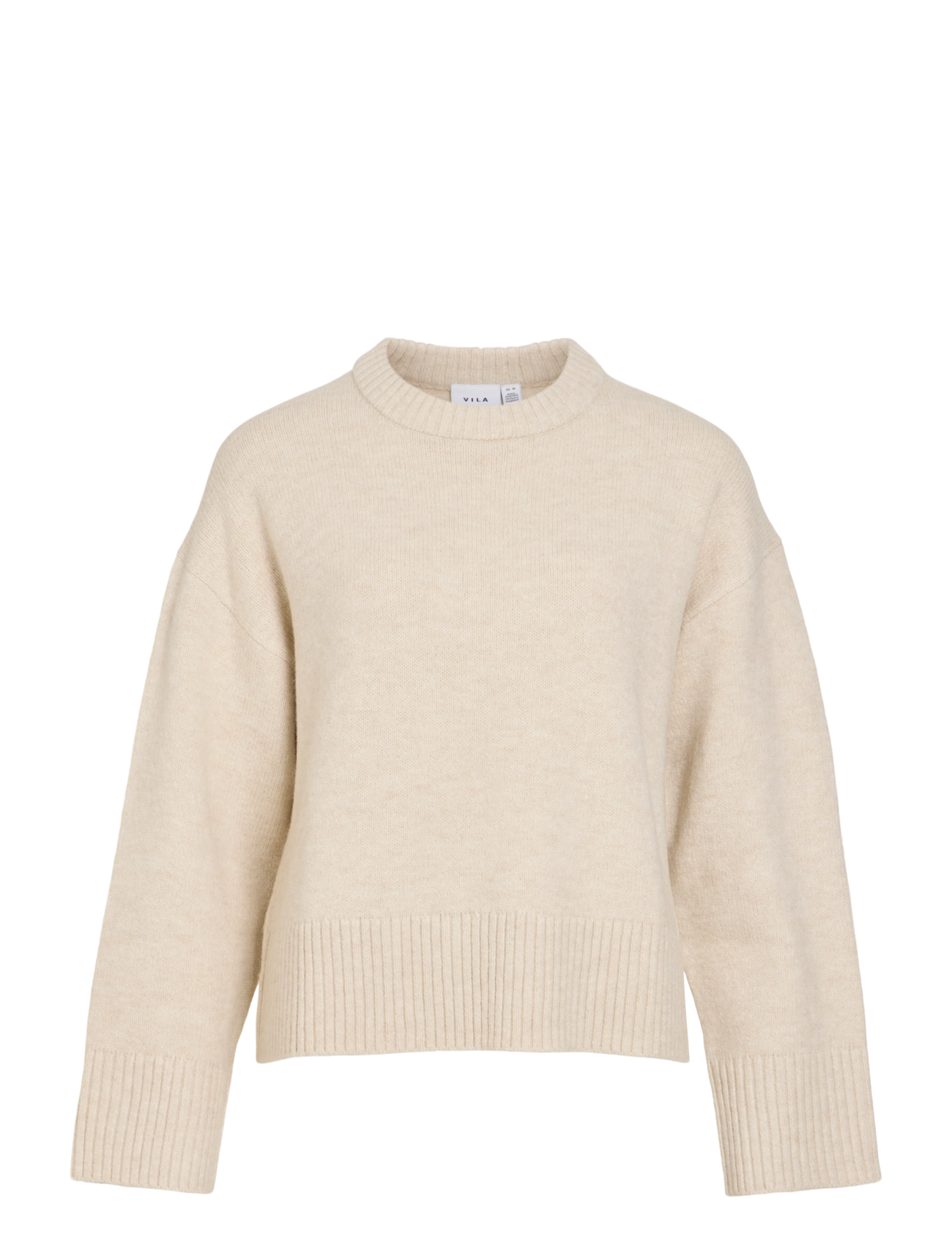 Vila VISIA L/S O-NECK KNIT PULLOVER - Tänavastiil - BIRCH / cream