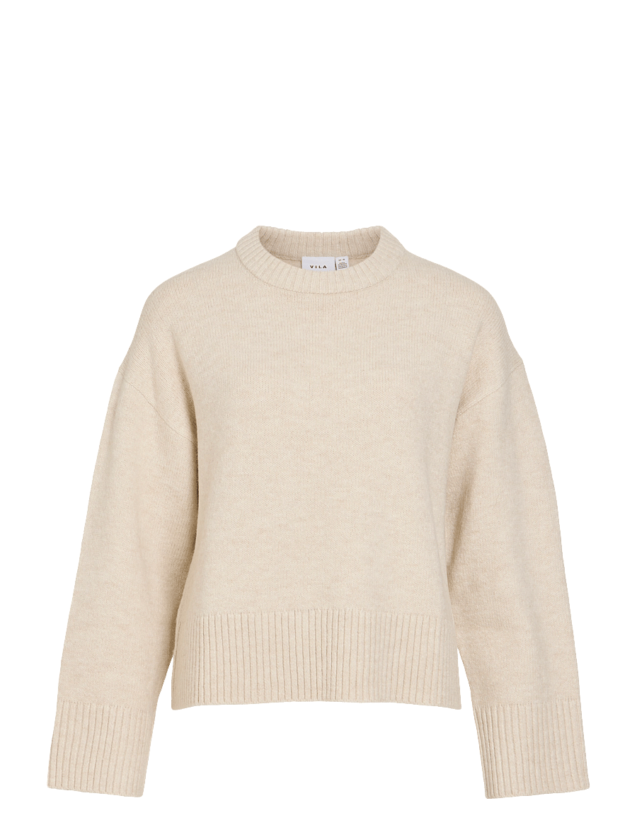 Vila - VISIA L/S O-NECK KNIT PULLOVER - kampsunid - birch - 1
