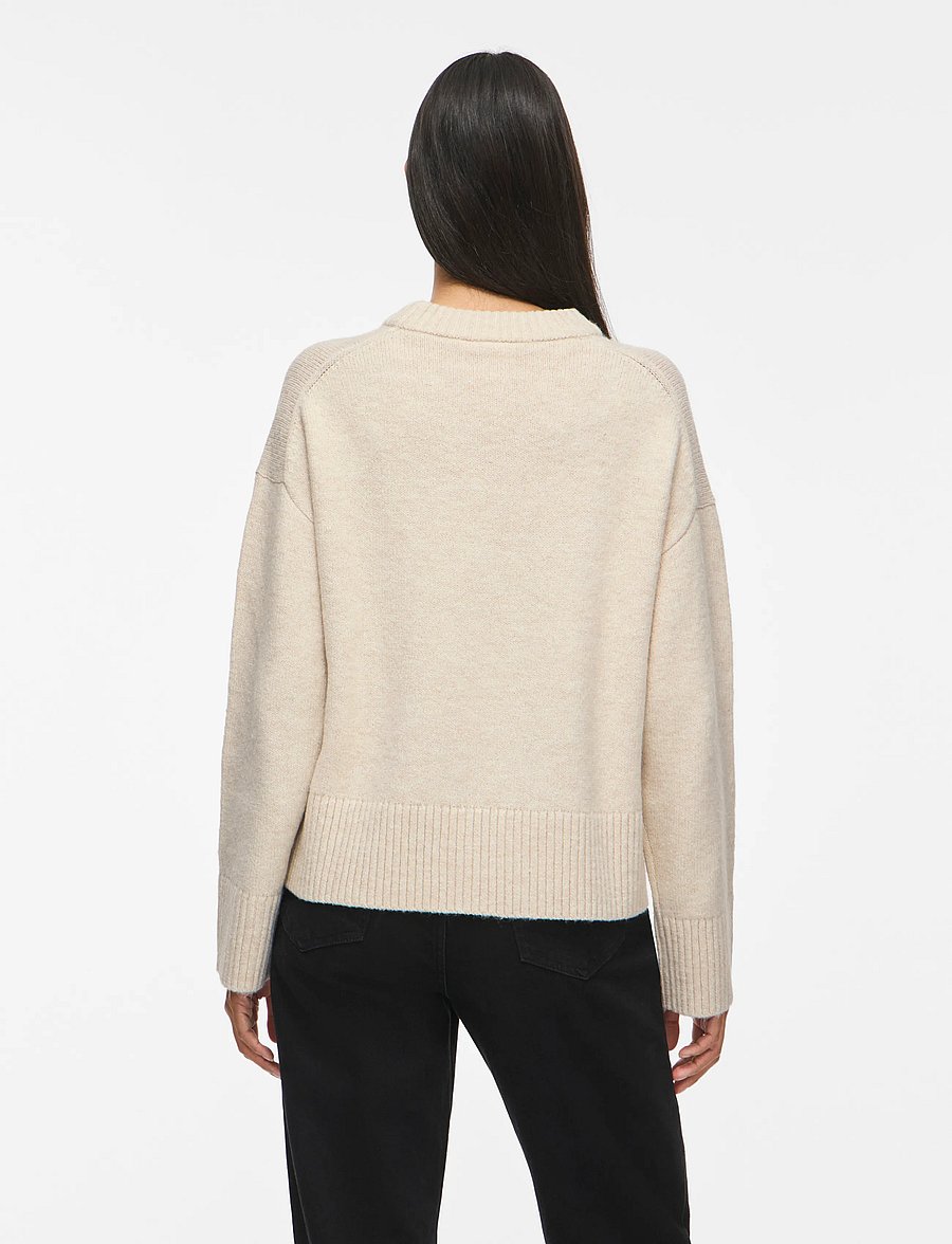 Vila - VISIA L/S O-NECK KNIT PULLOVER - kampsunid - birch - 3
