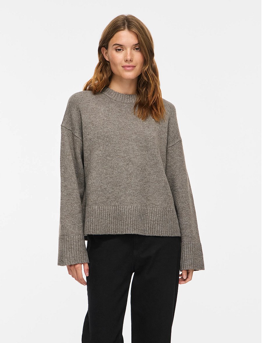 Vila - VISIA L/S O-NECK KNIT PULLOVER - pullover - falcon - 0