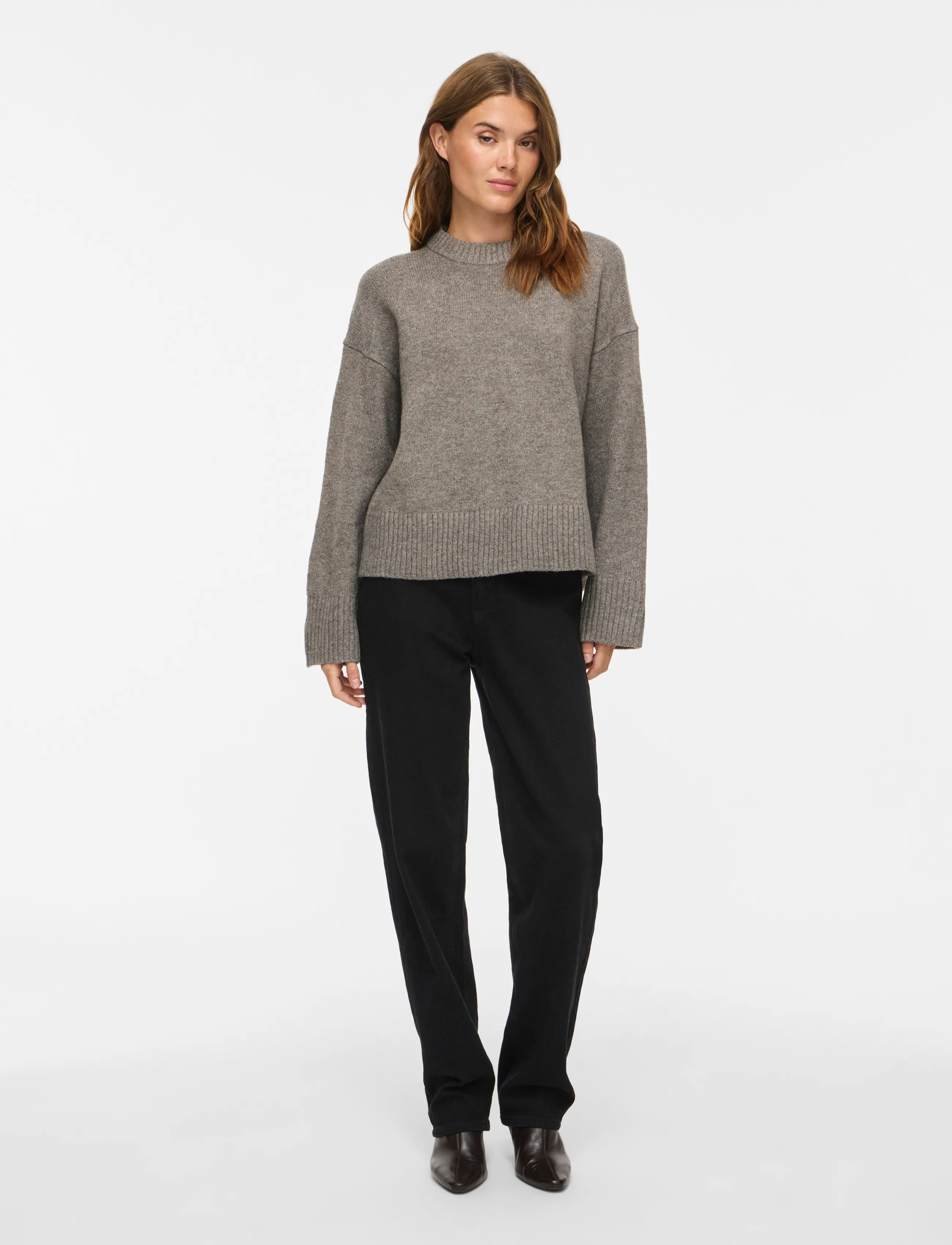 Vila - VISIA L/S O-NECK KNIT PULLOVER - pullover - falcon - 4