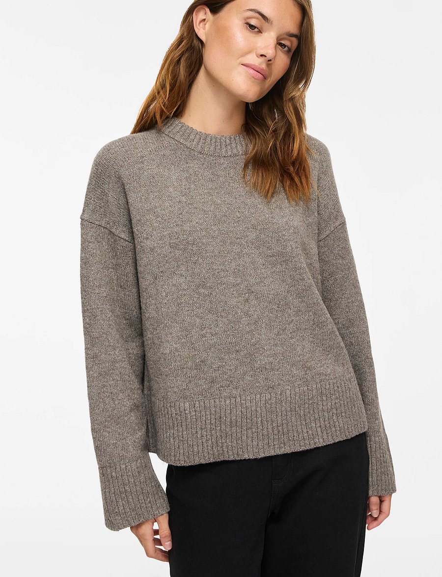 Vila - VISIA L/S O-NECK KNIT PULLOVER - pullover - falcon - 5