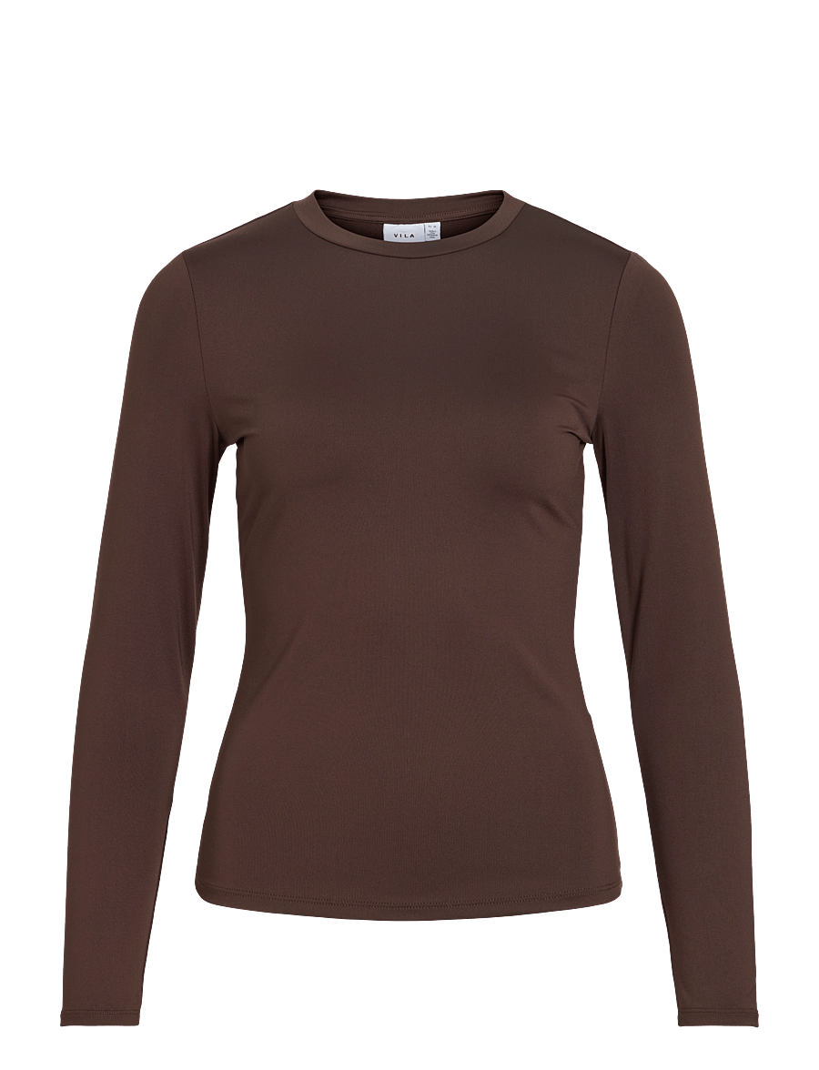 Vila - VIKENZA L/S O-NECK TOP/KA - langärmlige tops - coffee bean - 1