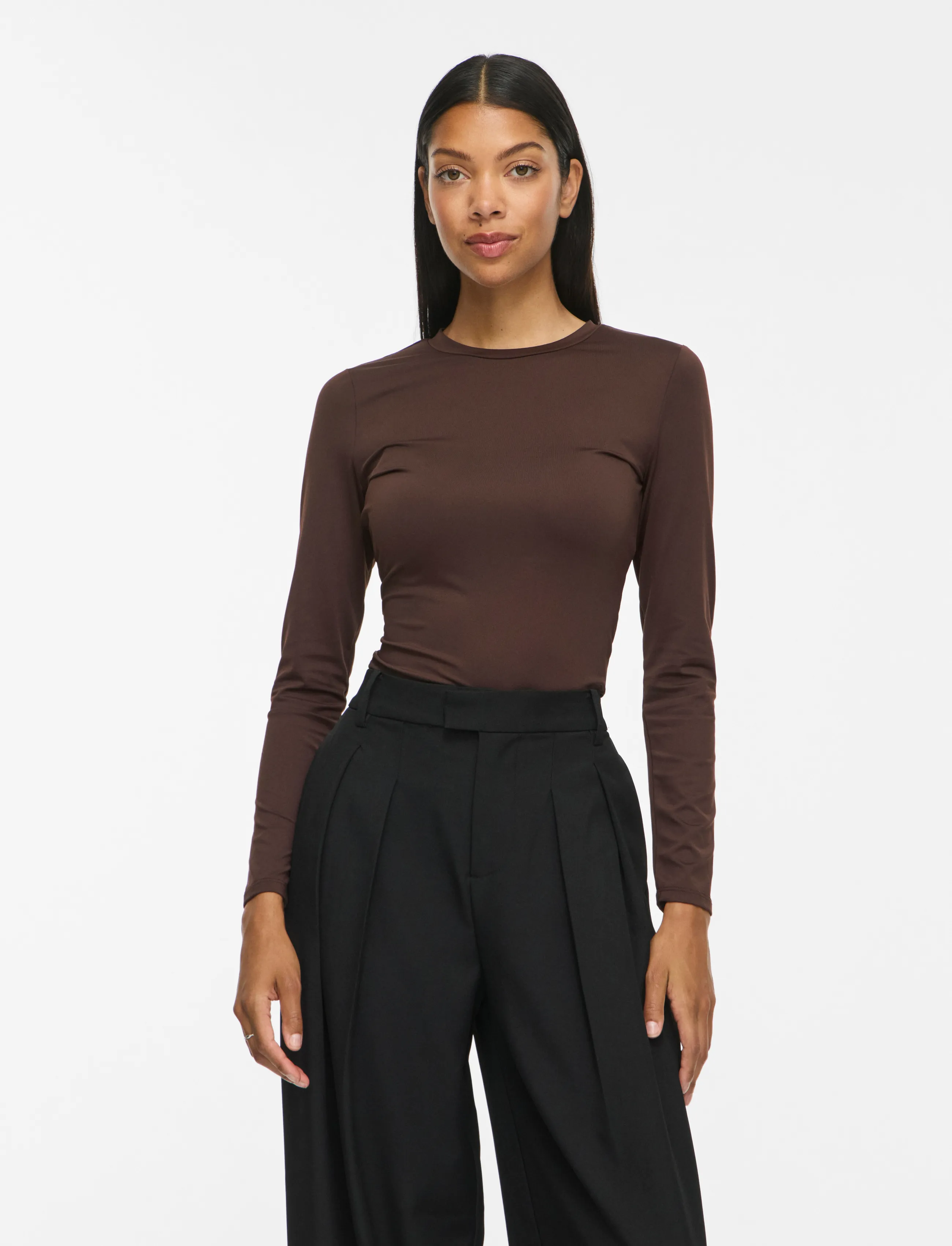 Vila VIKENZA L/S O-NECK TOP/KA - Langärmlige Tops - COFFEE BEAN / brown