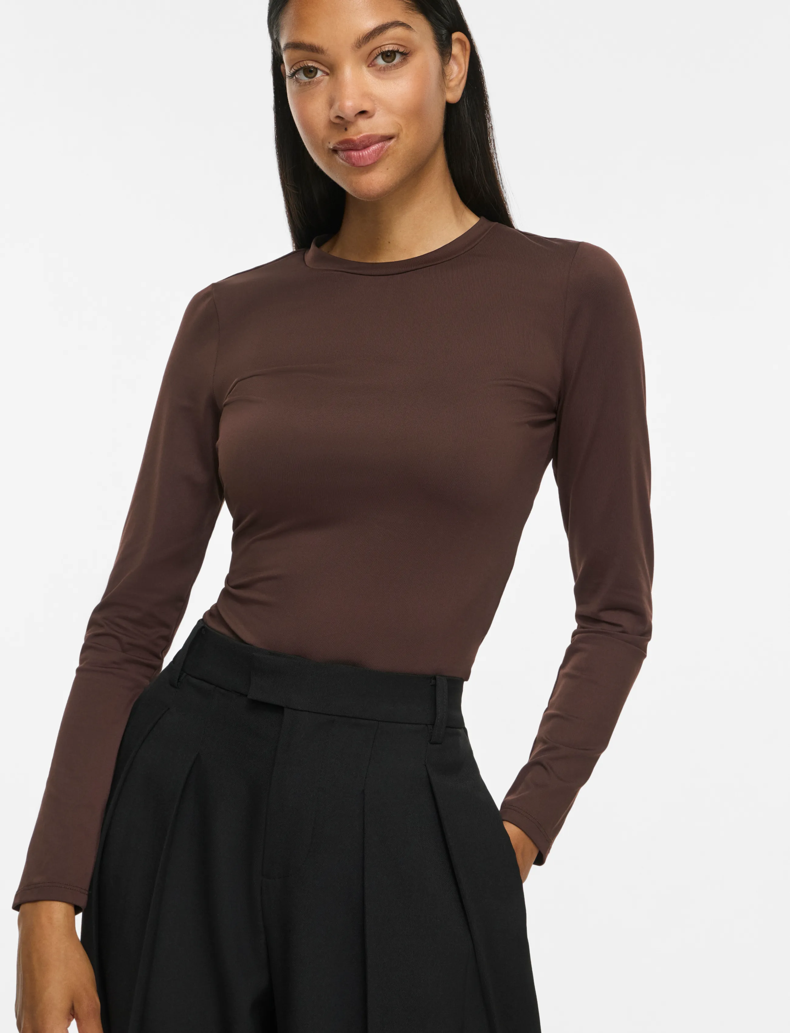 Vila - VIKENZA L/S O-NECK TOP/KA - langärmlige tops - coffee bean - 5