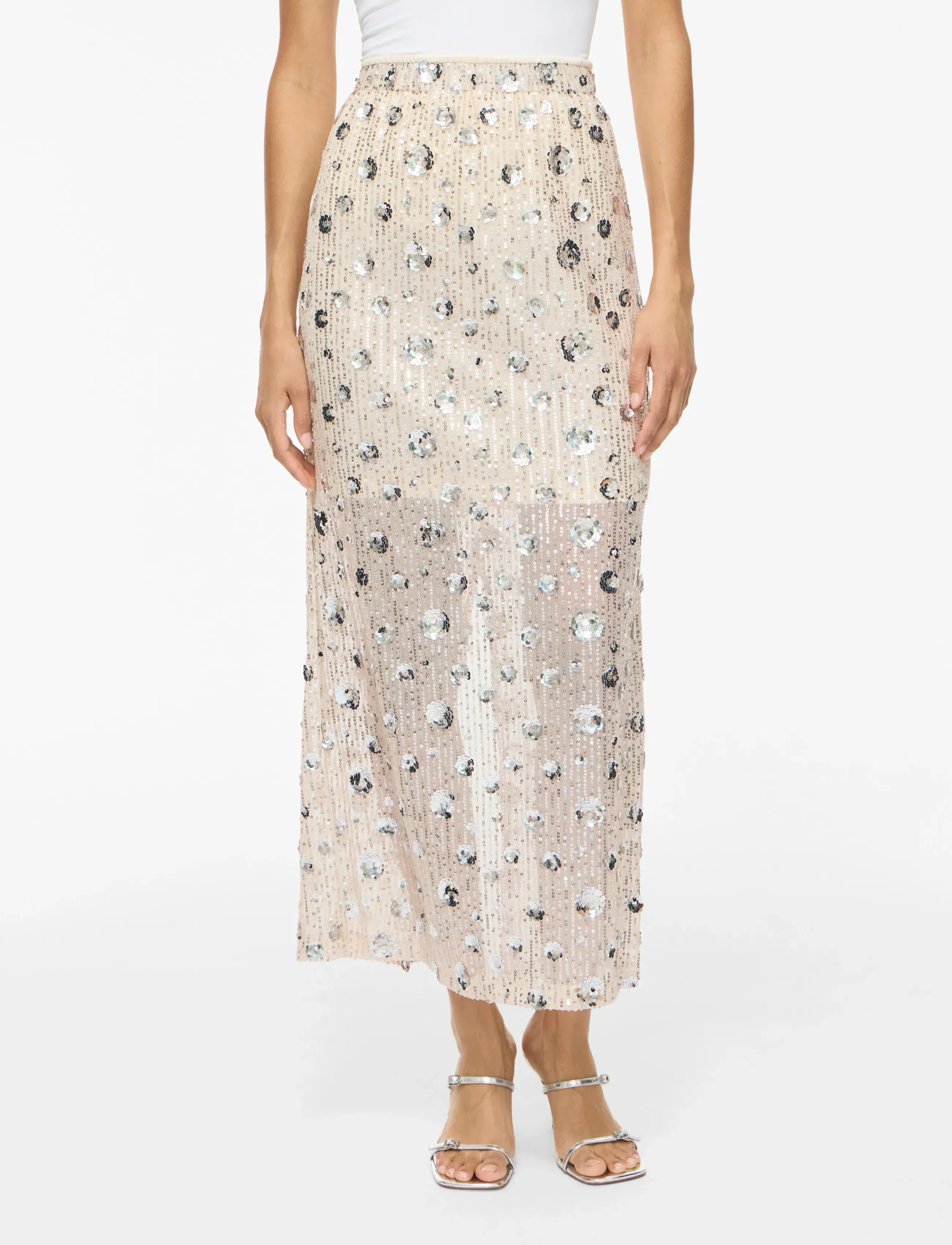 Vila Viisild Hw Sequins Skirt, M, Röcke, Silber - Sequin Frauen