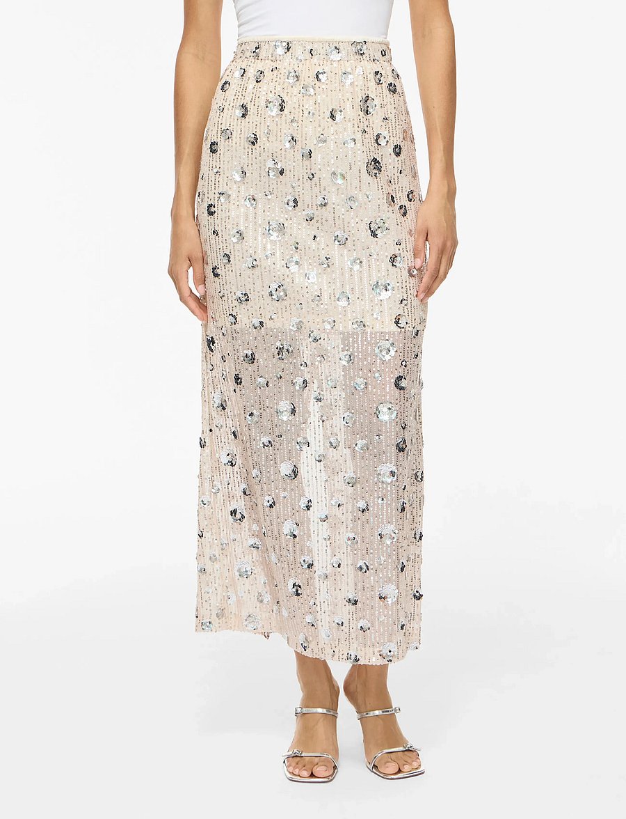 Vila - VIISILD HW SEQUINS SKIRT - sequin skirts - birch - 0