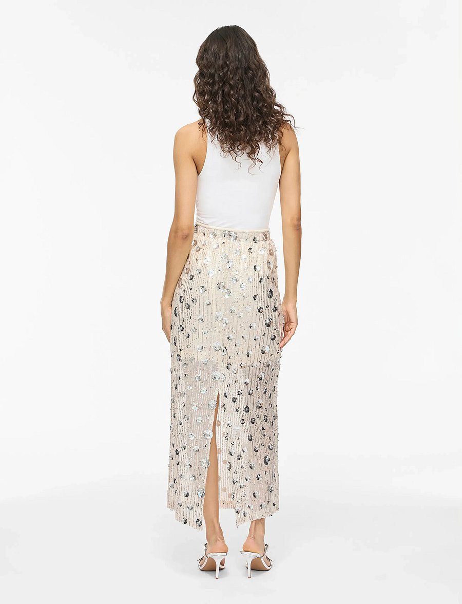 Vila - VIISILD HW SEQUINS SKIRT - sequin skirts - birch - 3