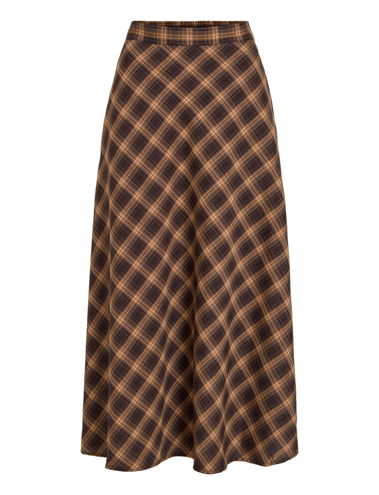 Vila VILENE CHECK ANKLE SKIRT/SPI - Skirts - NOMAD / brown