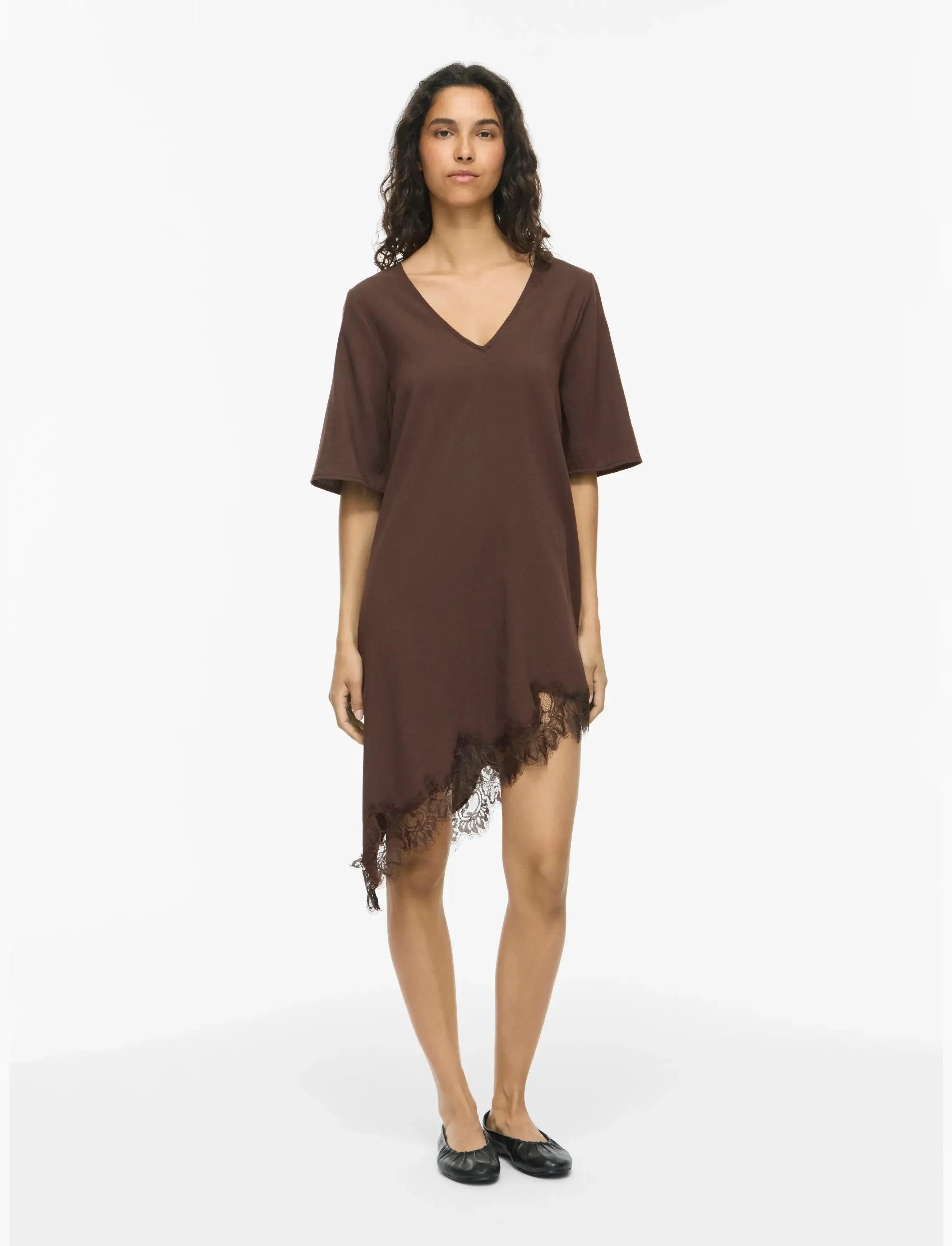 Vila VIALICJA 2/4 LACE MIDI DRESS - Pitskleidid - COFFEE BEAN / brown