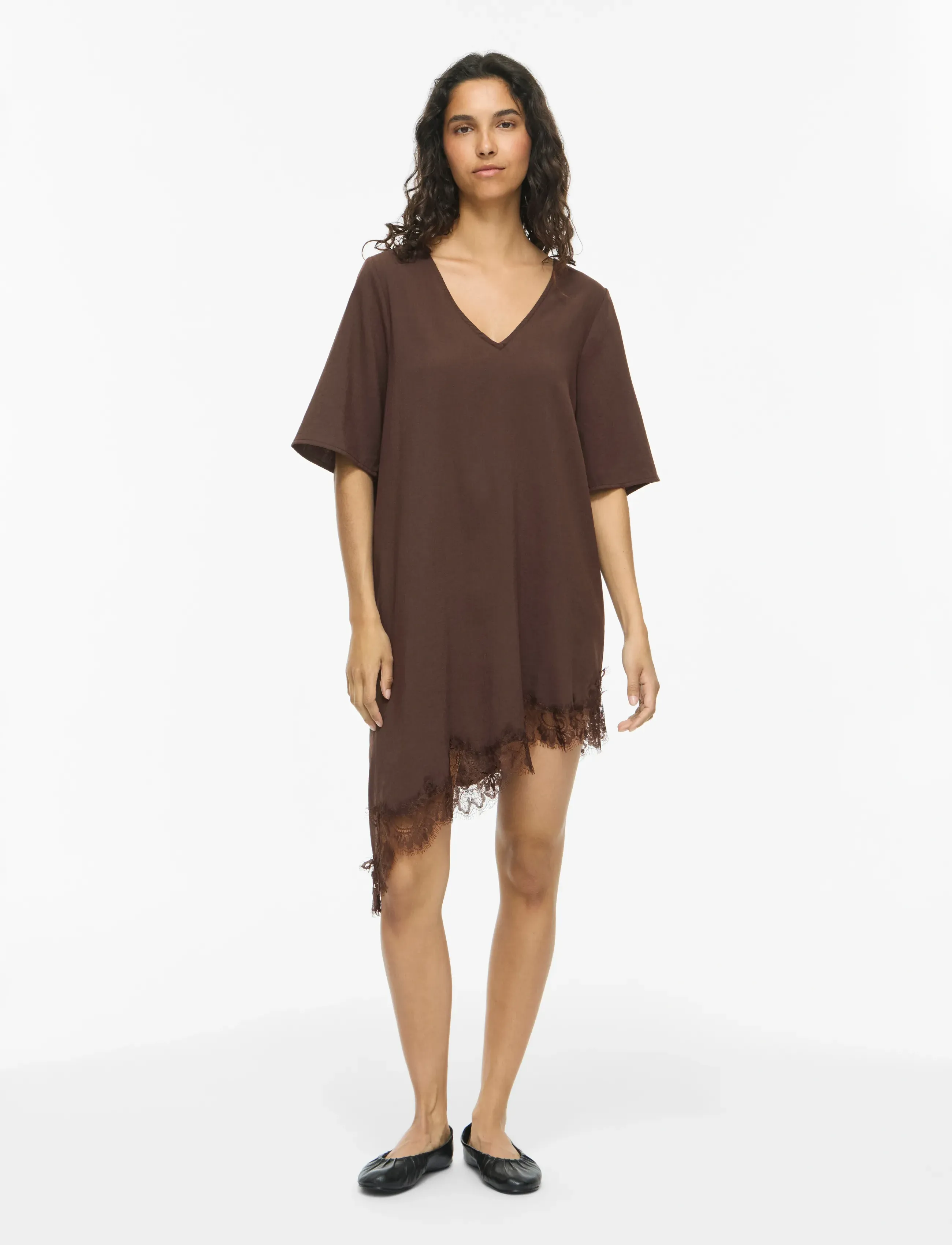 Vila - VIALICJA 2/4 LACE MIDI DRESS - blondekjoler - coffee bean - 4