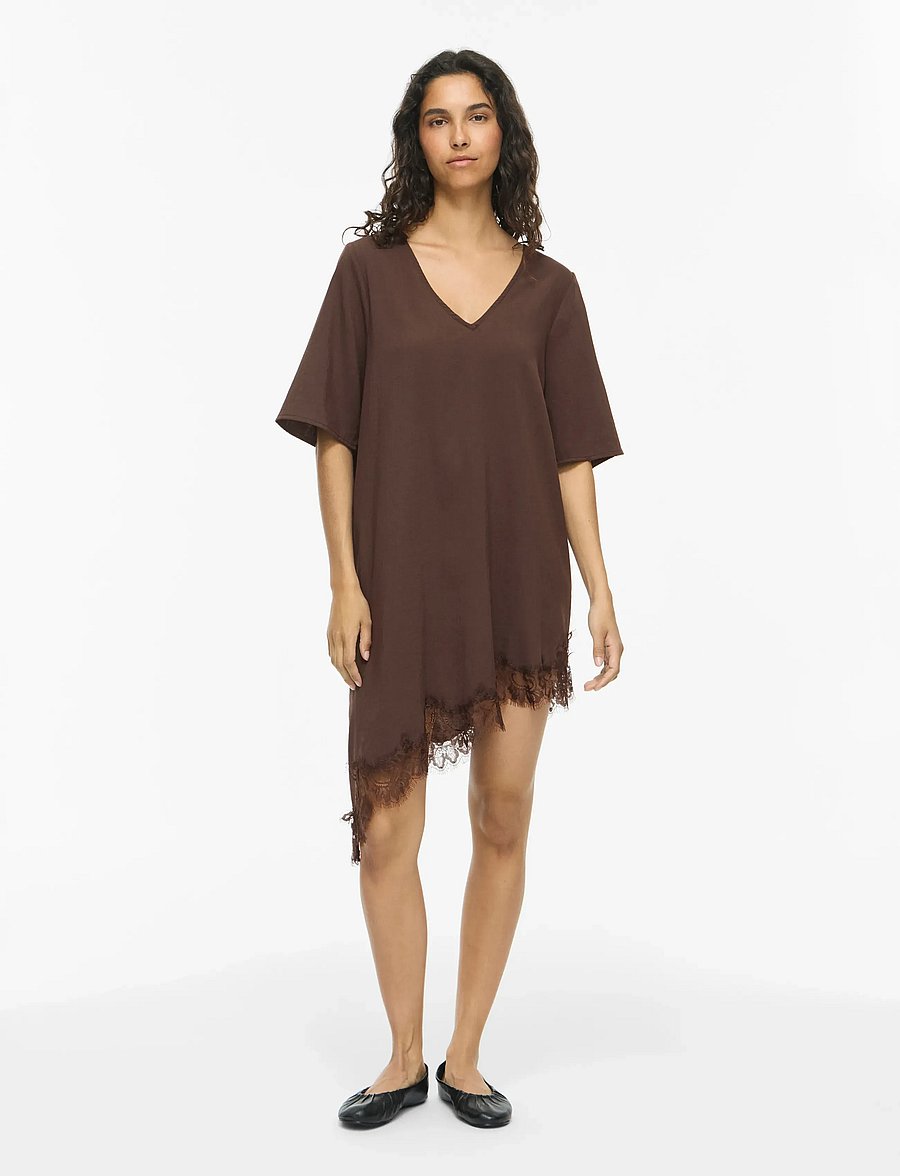 vila lace dress Vila - Lace Insert Cowl Neck Satin Cami Maxi Dress - Women - Polyester - 38 EU