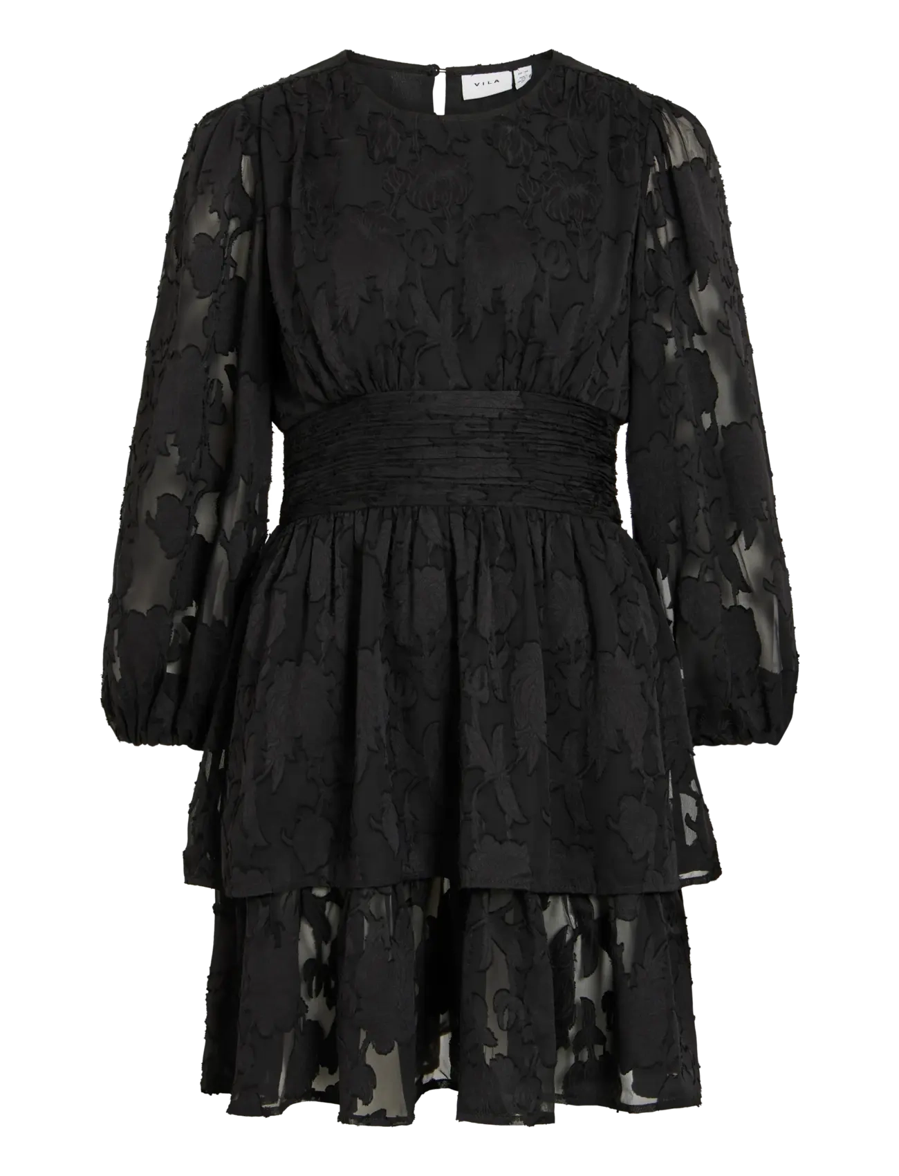 Vila VIRINDA L/S SHORT DRESS/DC/LN - Dresses - BLACK BEAUTY / black