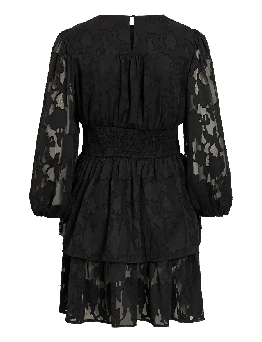 Vila - VIRINDA L/S SHORT DRESS/DC/LN - festkjoler - black beauty - 1