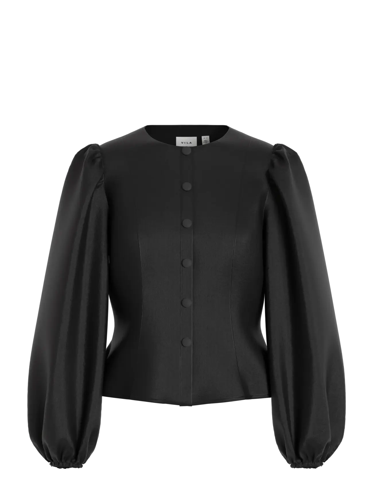 Vila VISHINA L/S O-NECK SHAPED TOP/PTY/KA - Langærmede bluser - BLACK / black