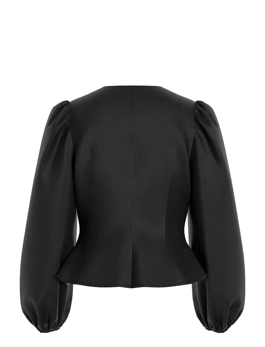 Vila - VISHINA L/S O-NECK SHAPED TOP/PTY/KA - langærmede bluser - black - 1
