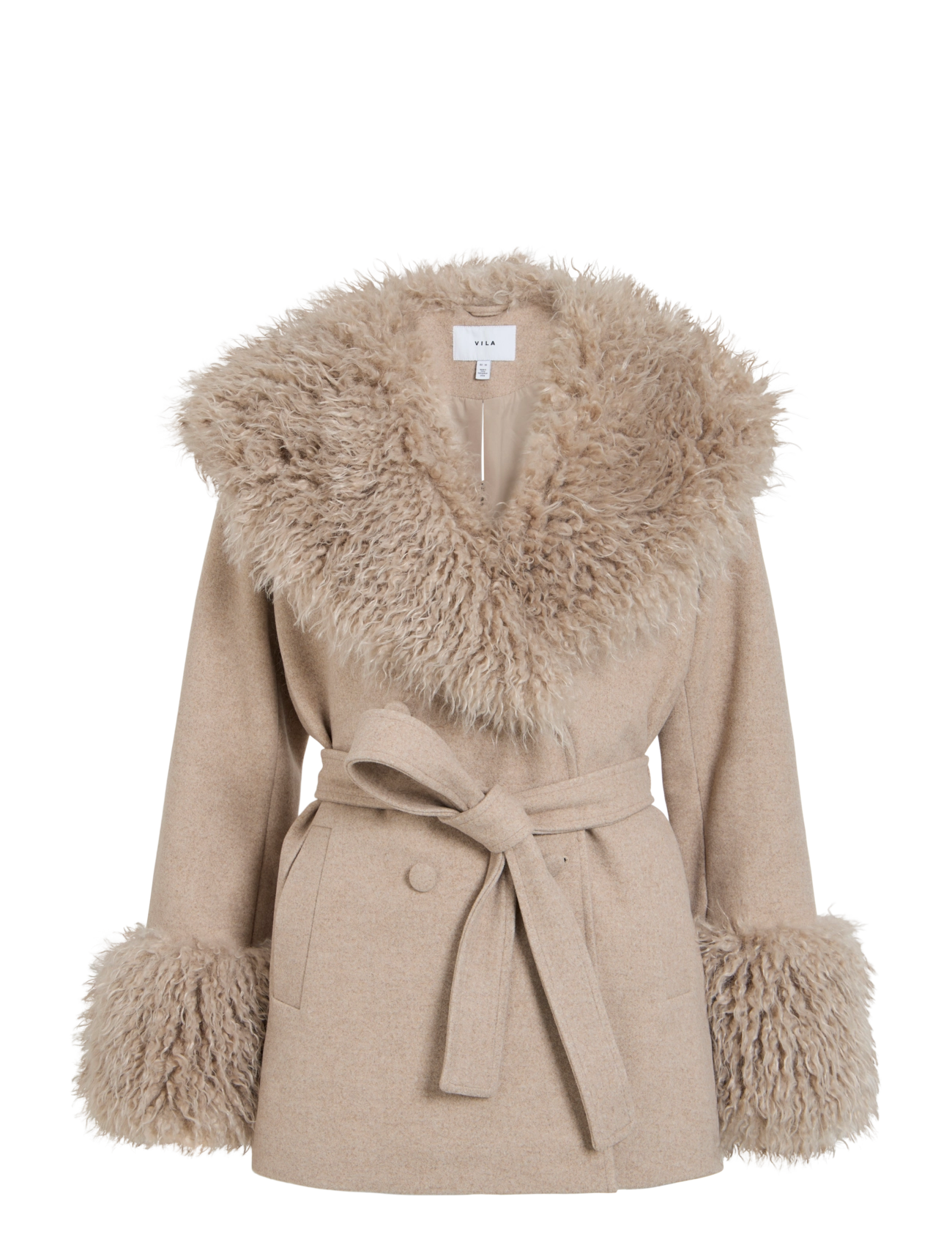 Vila - VIBALOU L/S SHORT COAT/KA - natural melange - 1