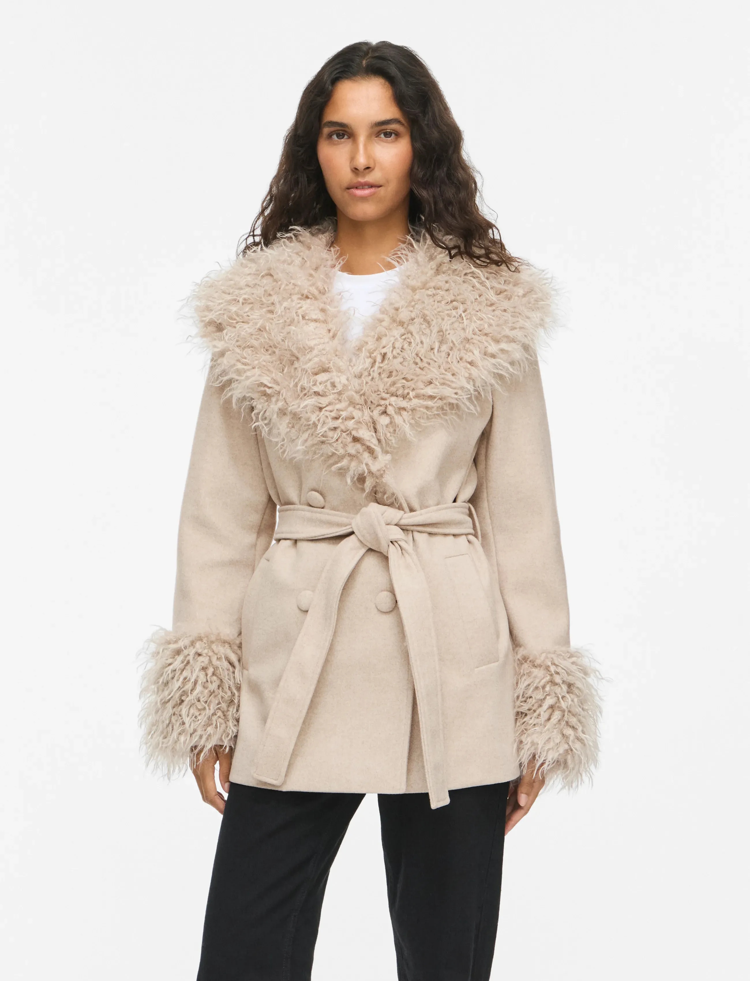 Vila VIBALOU L/S SHORT COAT/KA - Streetstyle - NATURAL MELANGE / beige